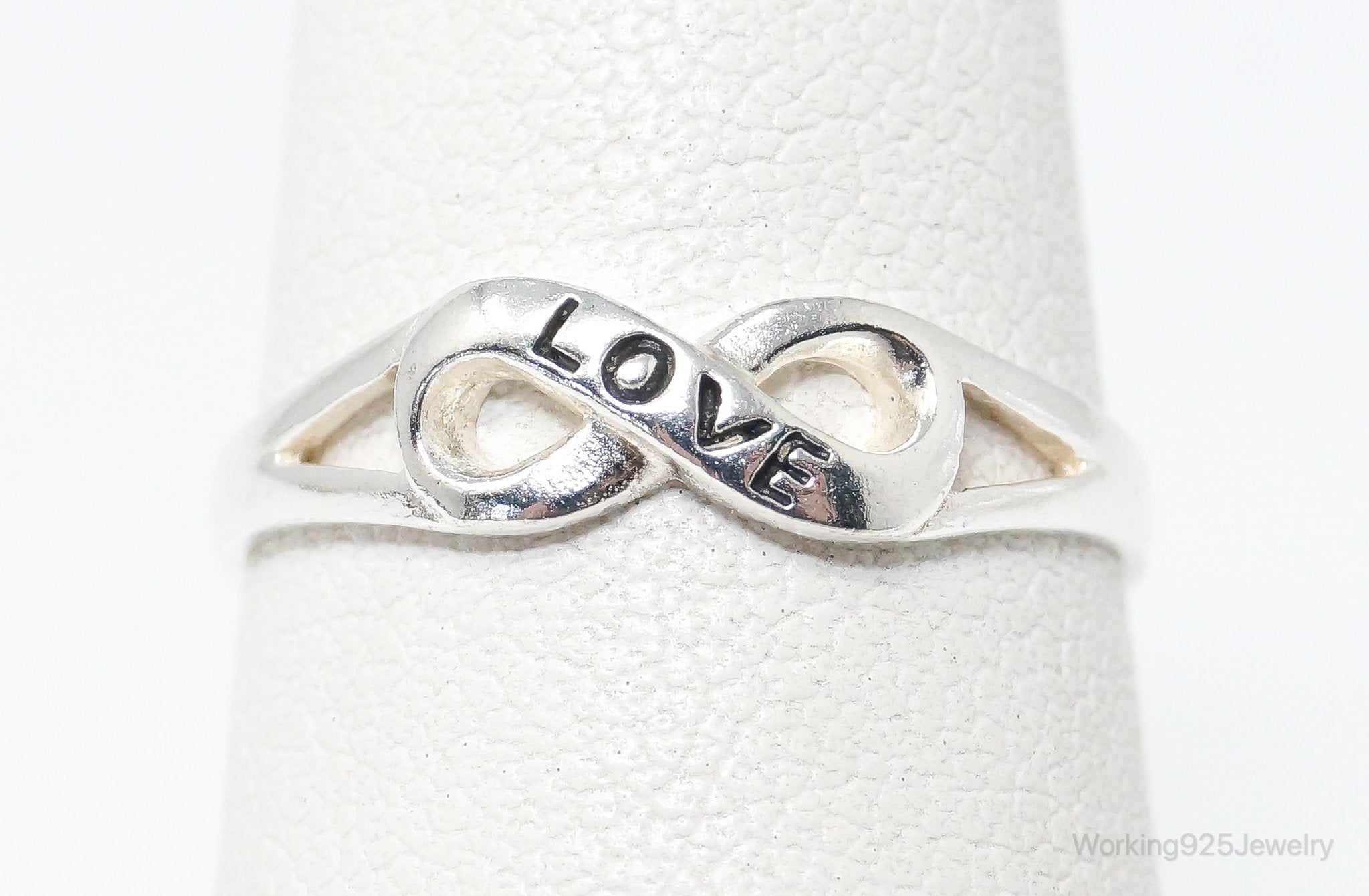 Vintage "Love" Infinity Sterling Silver Ring - SZ 4.75