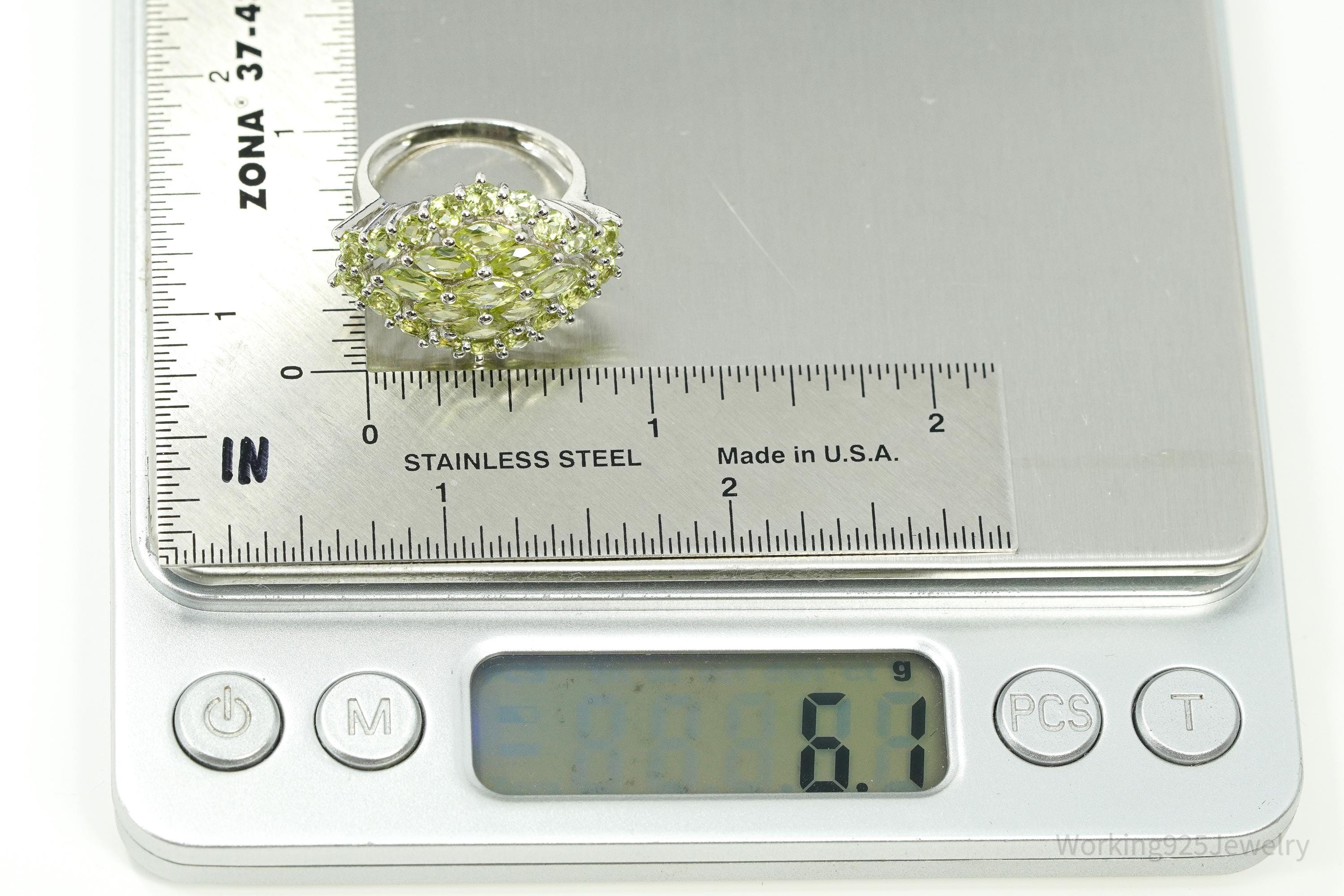 Green Peridot Sterling Silver Ring - Size 8