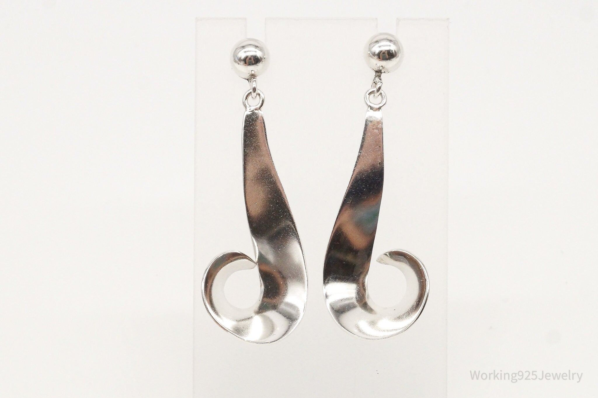 Vintage Modernist Sterling Silver Earrings