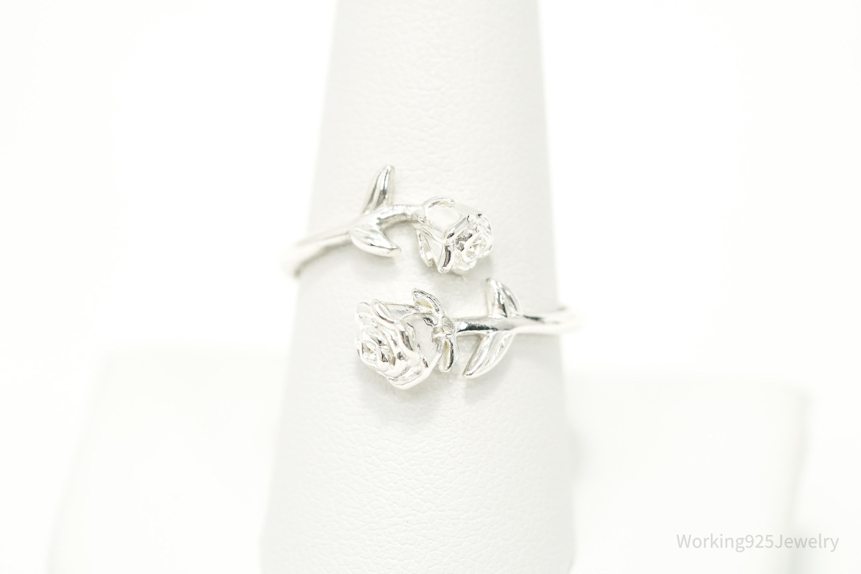 Vintage NVC Wrapping Roses Sterling Silver Ring - Size 10