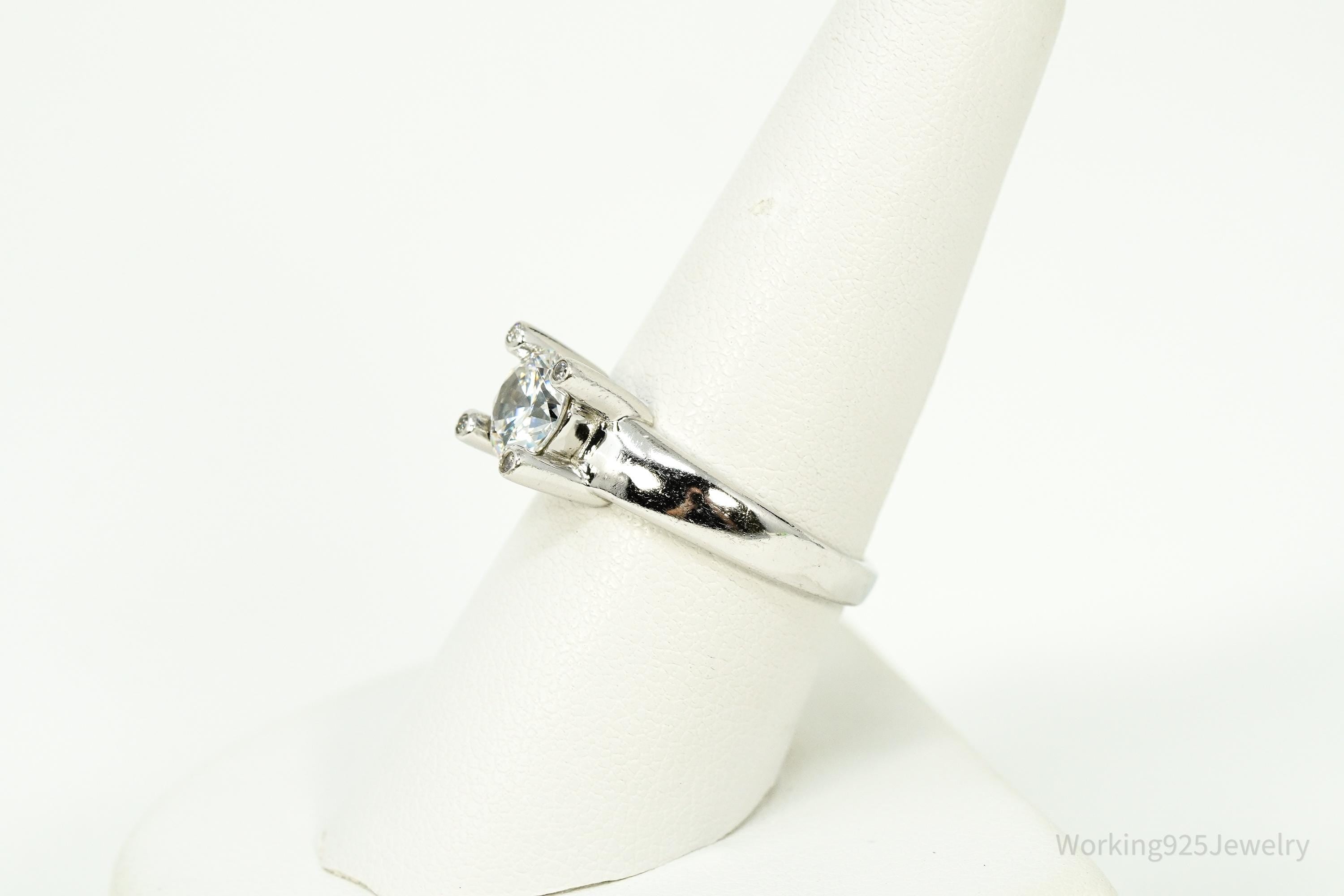 Vintage Diamonique Cubic Zirconia Sterling Silver Ring Size 8