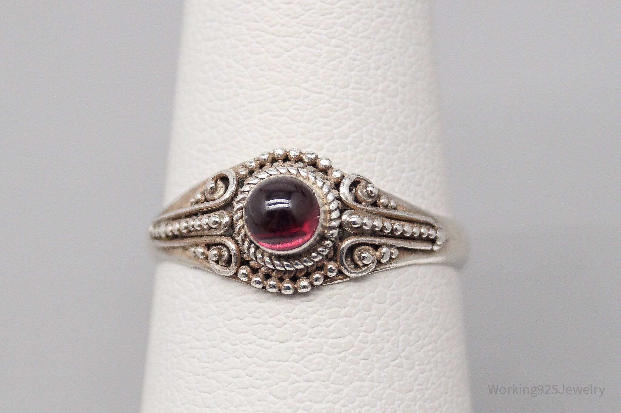 Vintage Rhodolite Garnet Sterling Silver Ring - Size 6