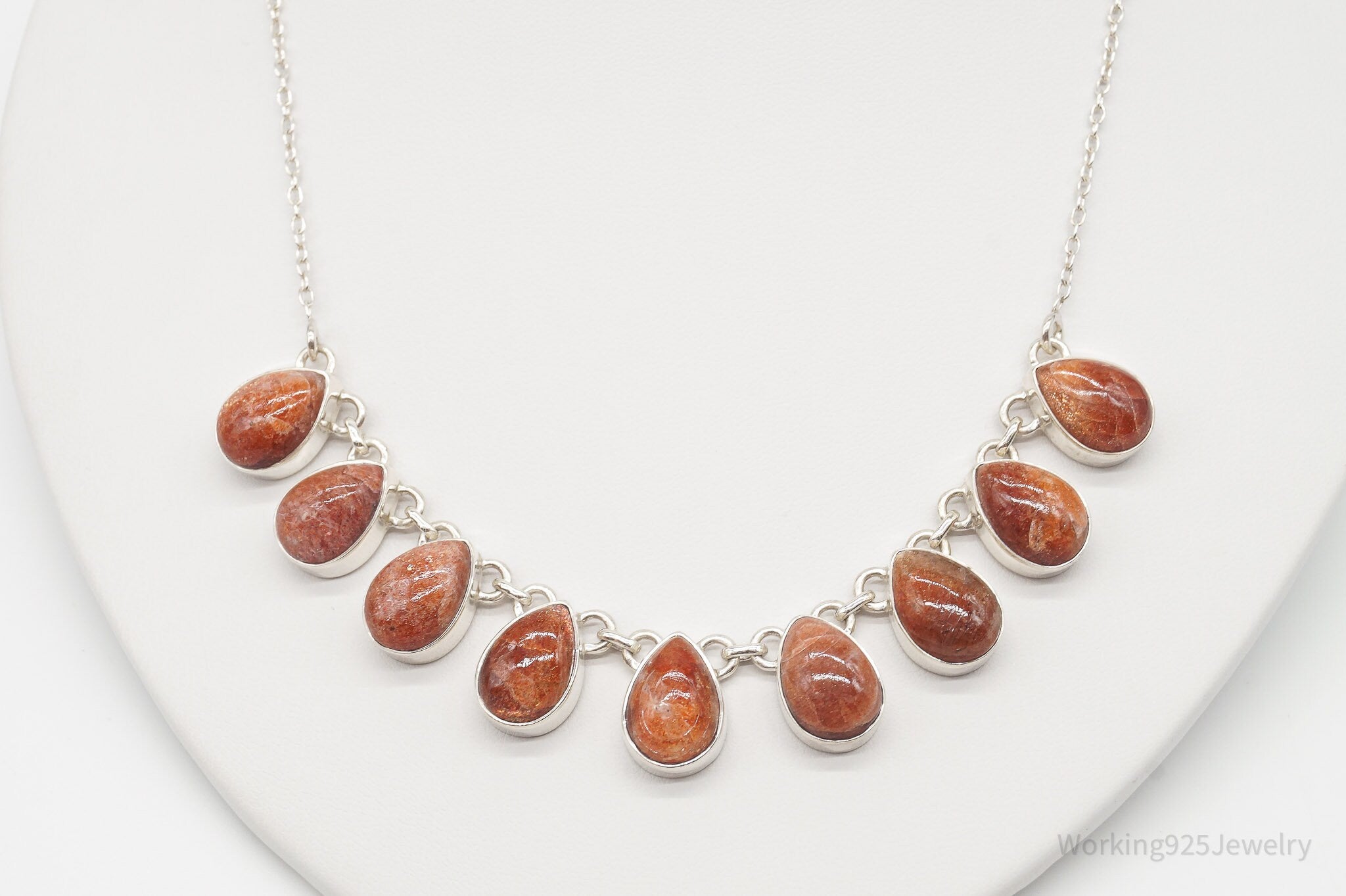 Vintage Designer TGGC Sunstone Sterling Silver Necklace