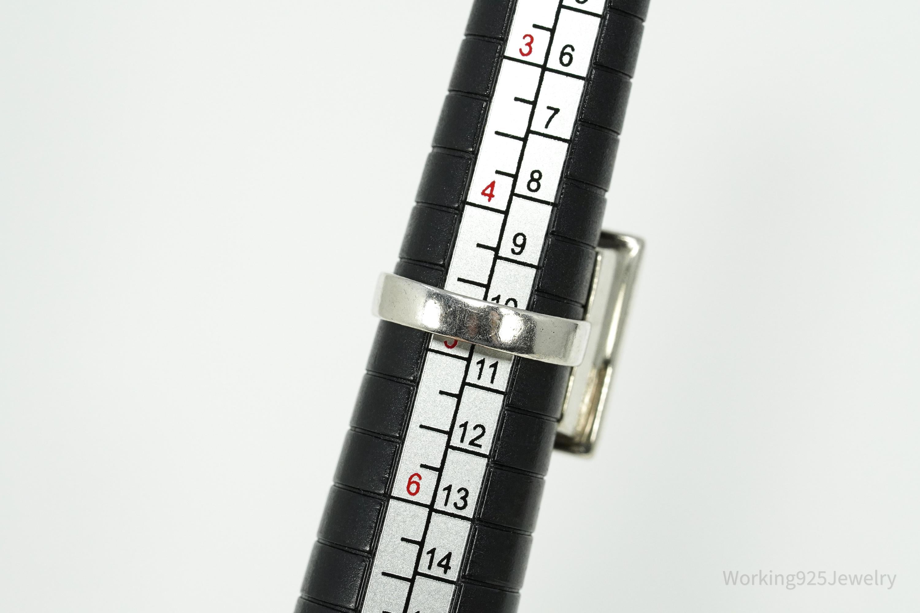 Vintage Amethyst Modernist 835 Silver Ring - Size 4.75