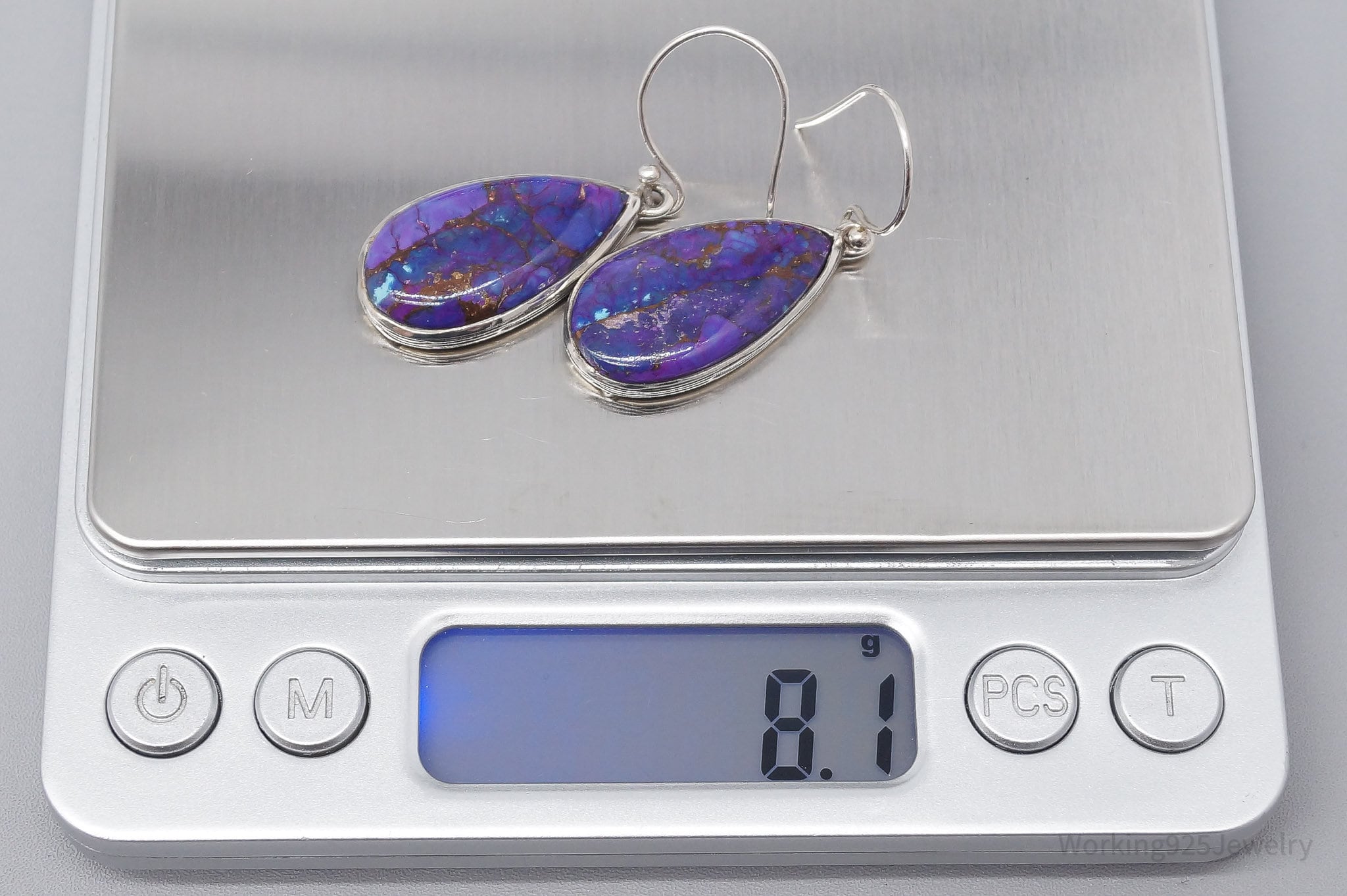 Vintage Purple Mojave Turquoise Sterling Silver Earrings