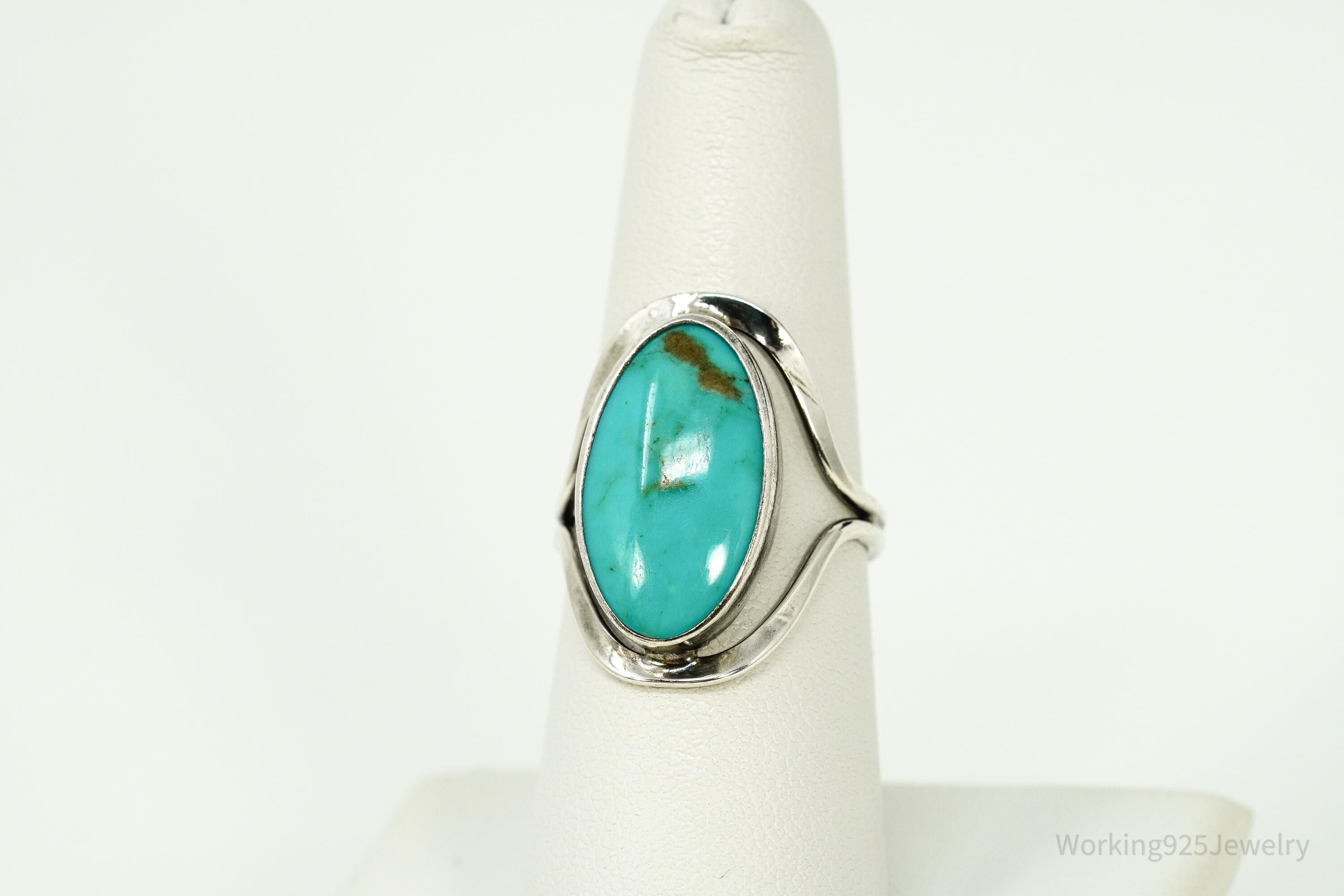 Vintage Native Turquoise Sterling Silver Ring - Size 6.75