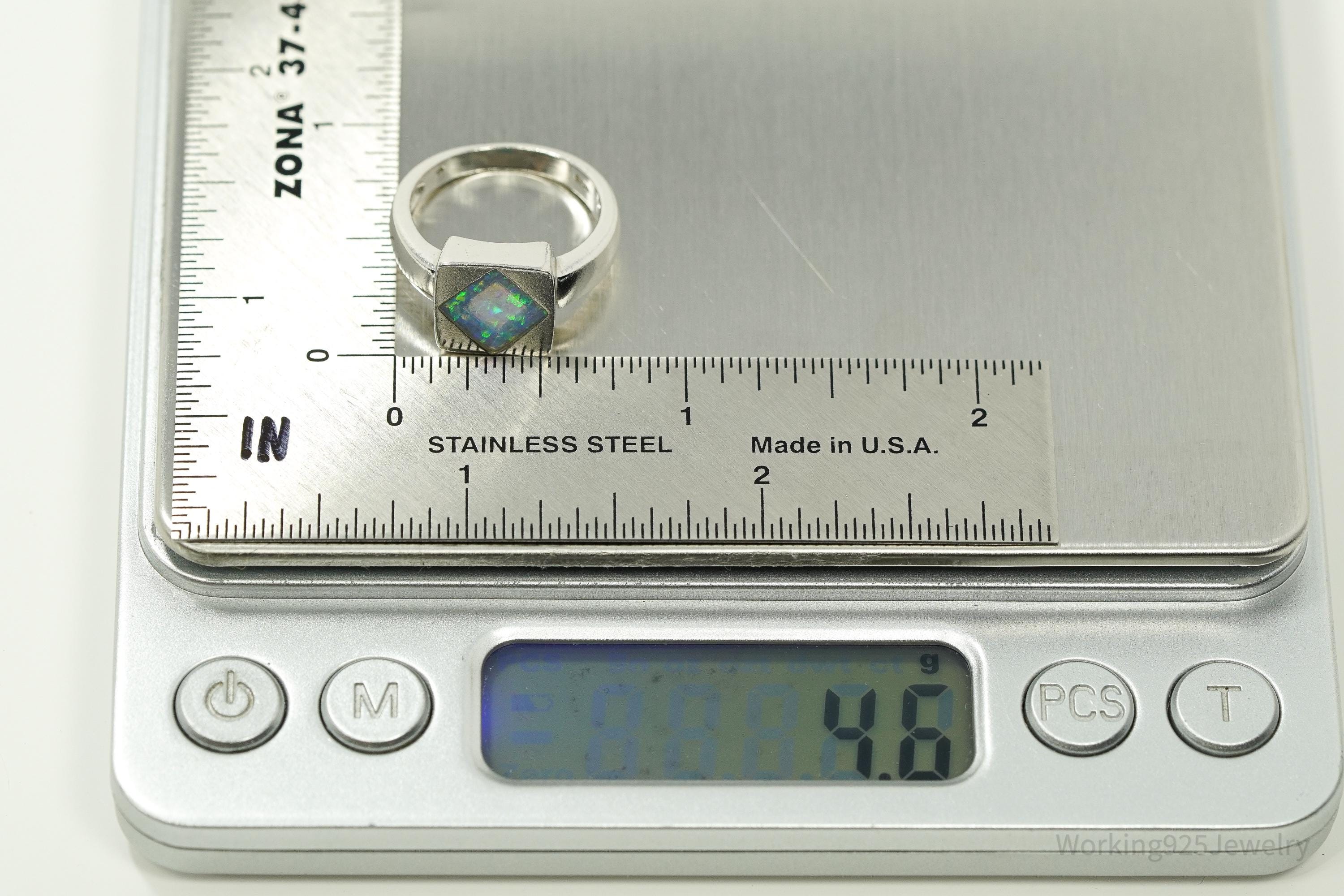 Vintage Opal Inlay Sterling Silver Ring - Size 6