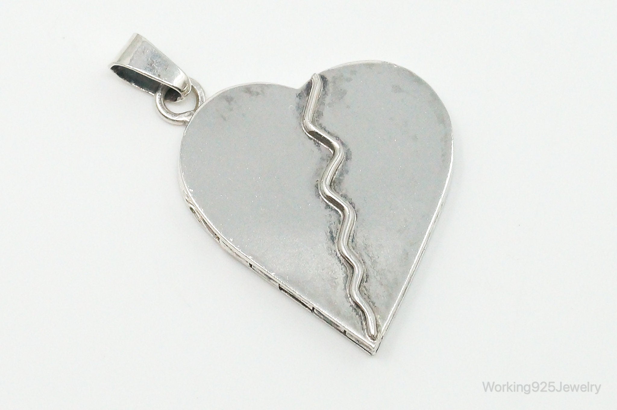 Vintage Mexico Heart Folding Locket Sterling Silver Pendant