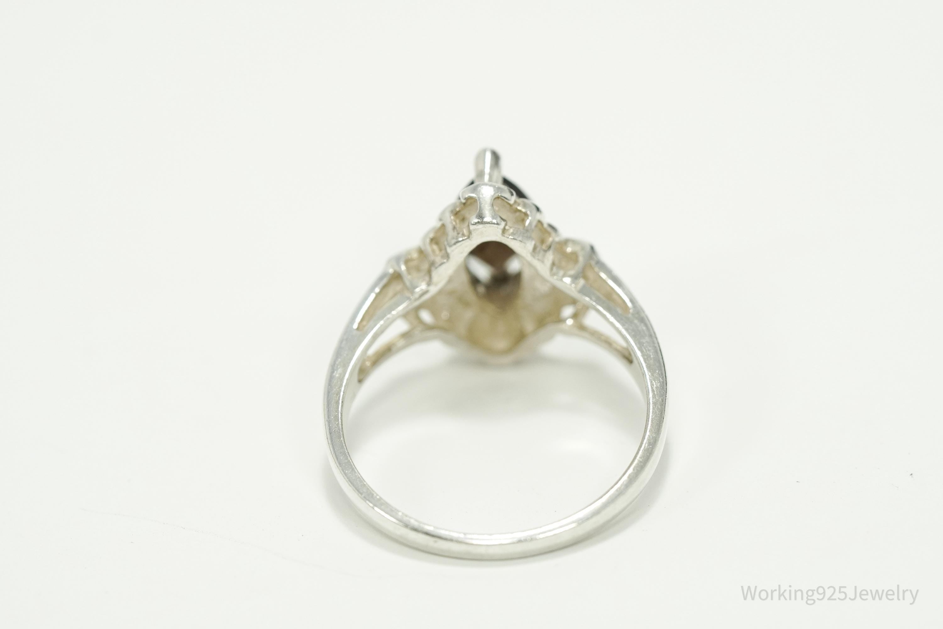 Vintage Smoky Topaz Sterling Silver Ring - Size 8.75