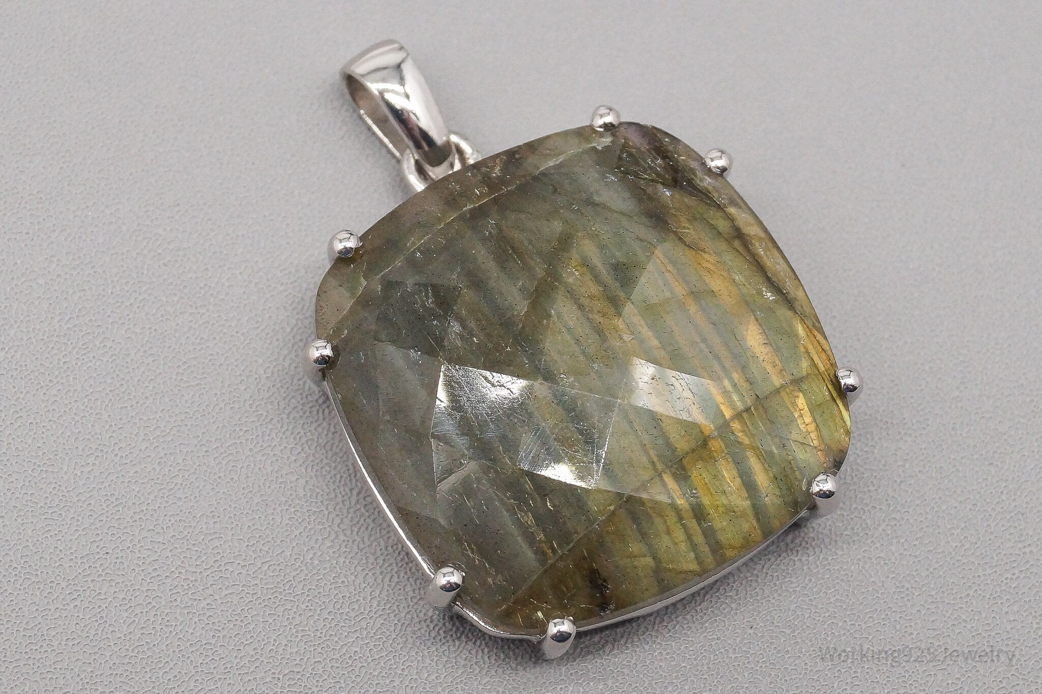 Vintage TGGC Large Labradorite Sterling Silver Necklace Pendant