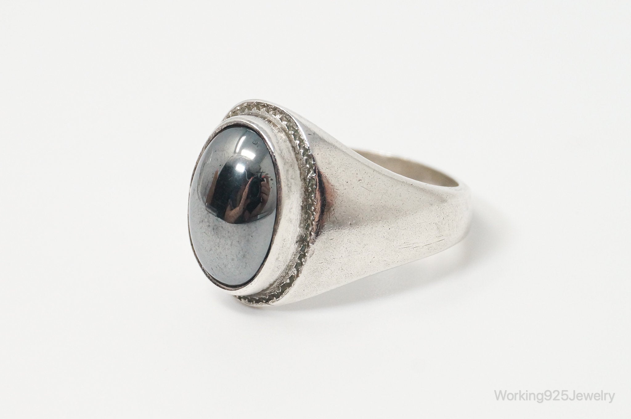 Vintage Hematite Sterling Silver Ring - Size 9.25