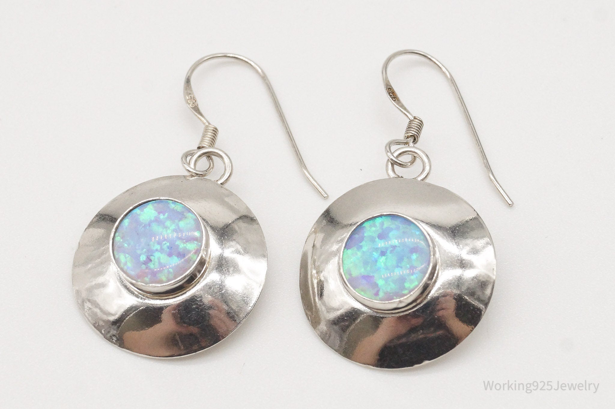 Vintage Blue Opal Sterling Silver Earrings