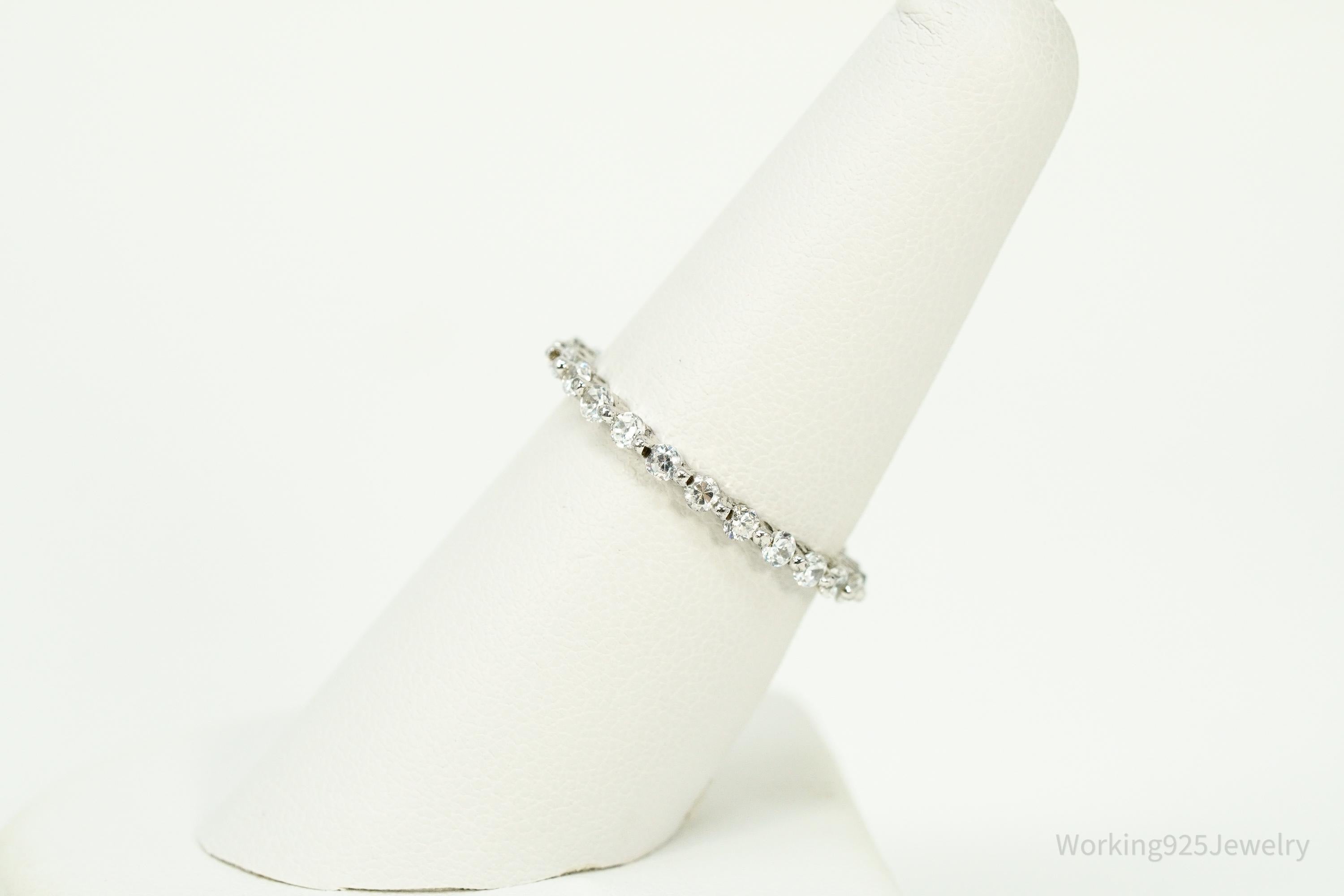 Vintage Cubic Zirconia Sterling Silver Band Ring - Size 7.5