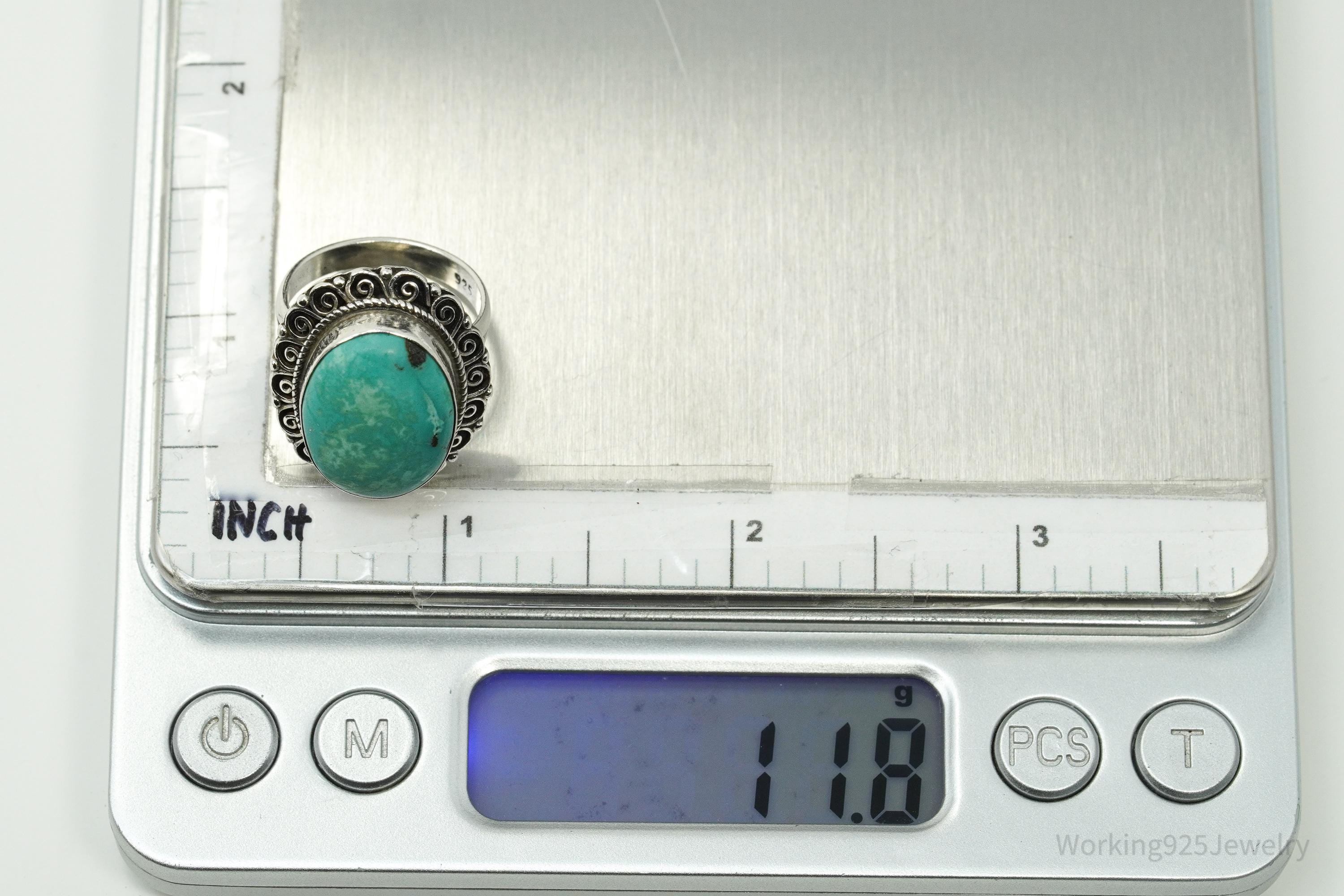 Vintage Turquoise Sterling Silver Ring - Size 6.5
