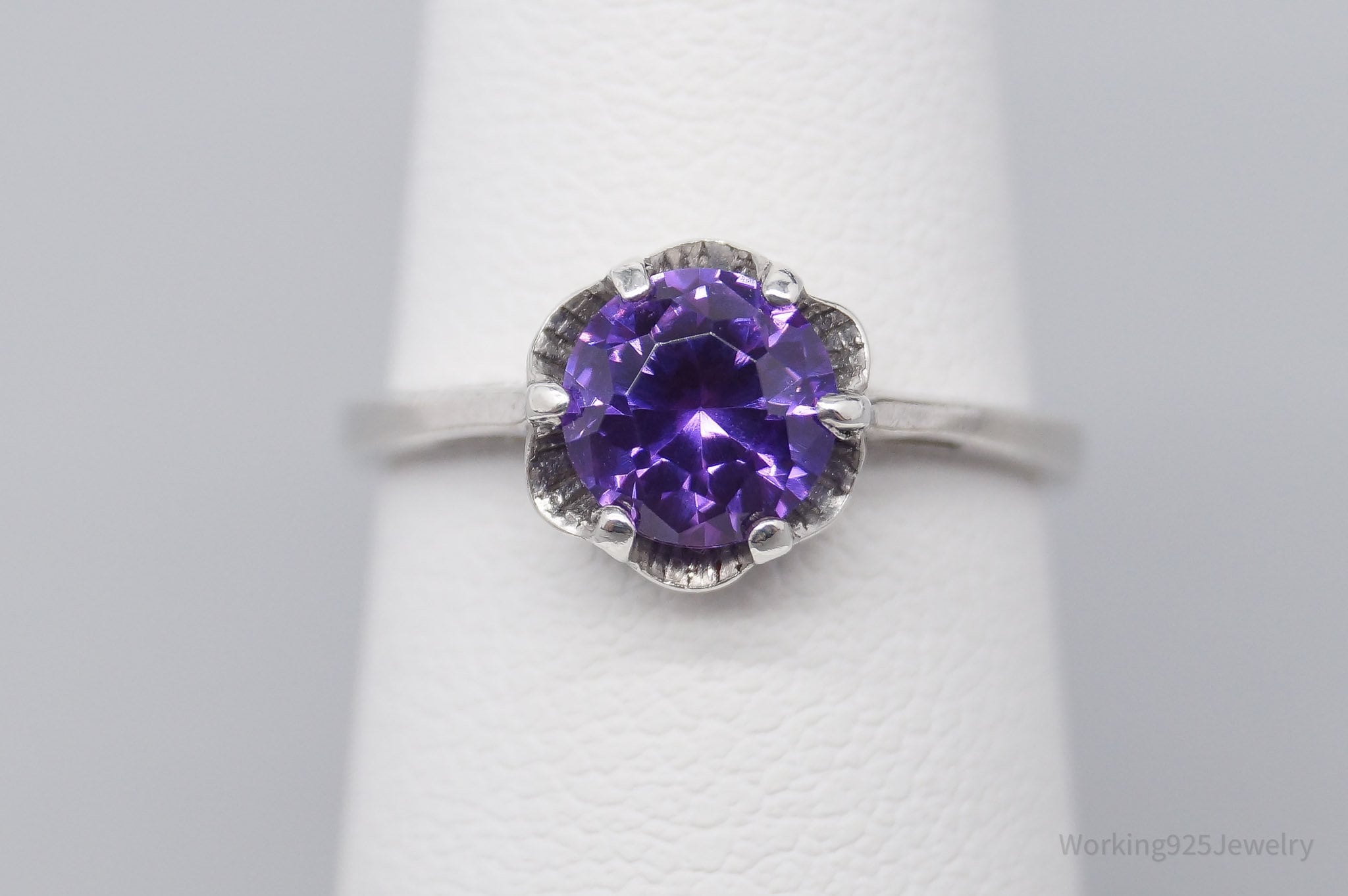 Vintage Amethyst Sterling Silver Ring - Size 5.25