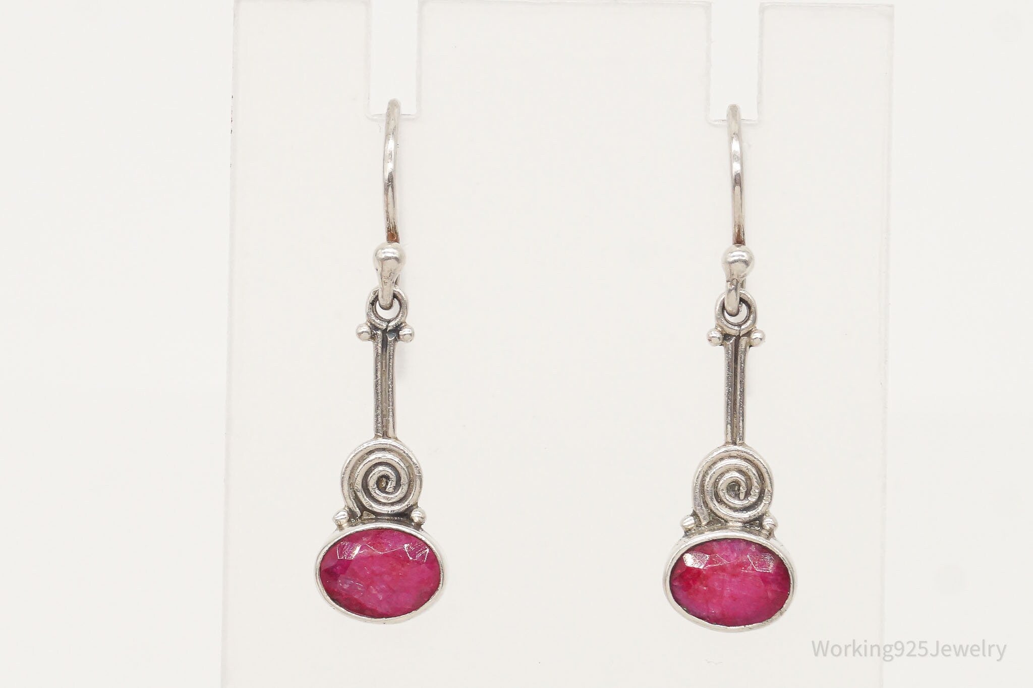 Vintage Ruby Sterling Silver Earrings