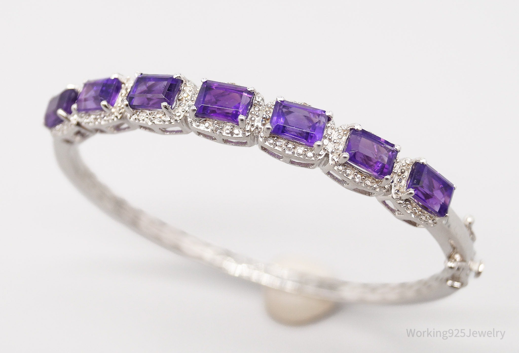 JTV TGGC Purple Amethyst & White Topaz Sterling Silver Bracelet - 6 7/8"