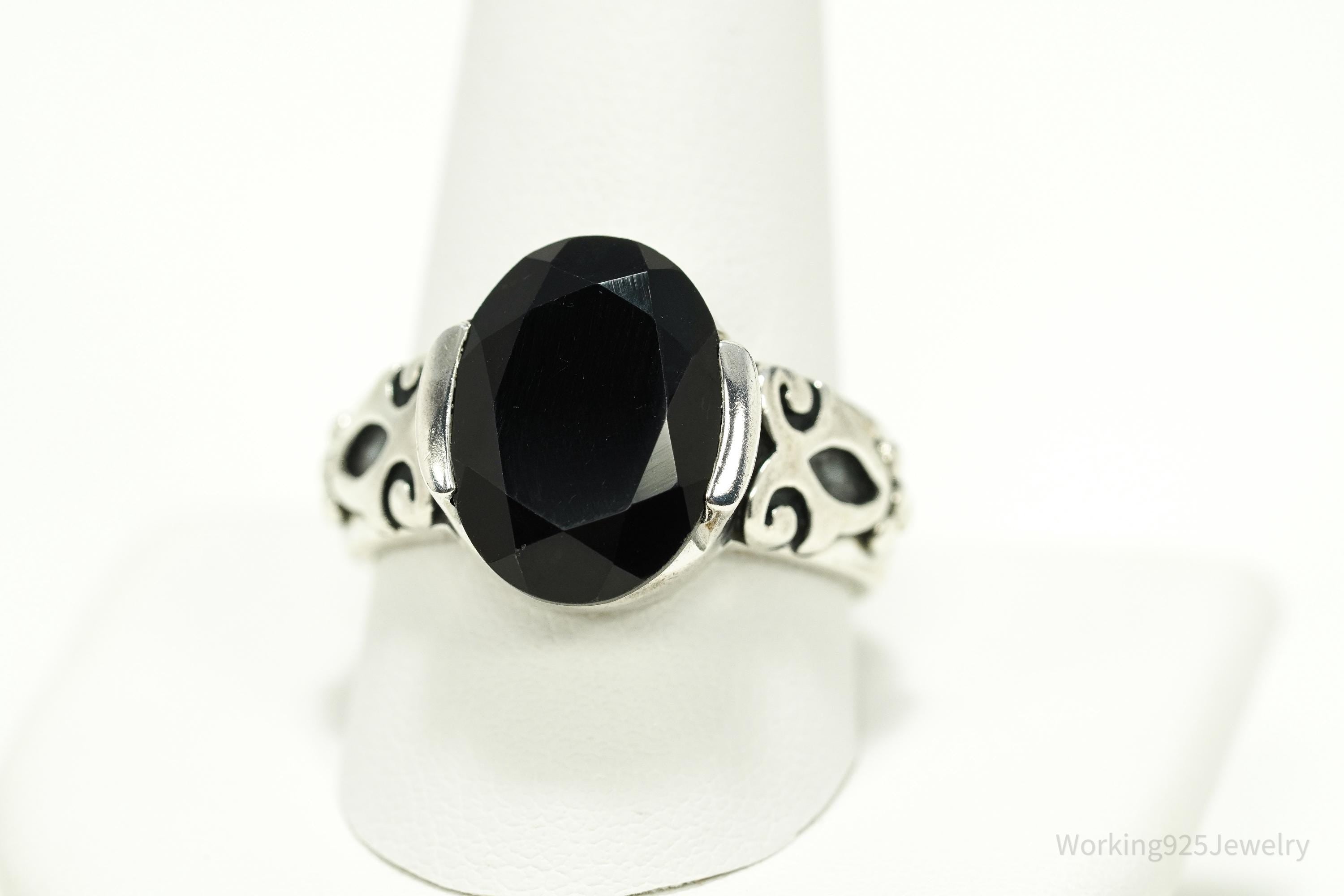 Vintage Designer Silpada Black Onyx Sterling Silver Ring - Size 11