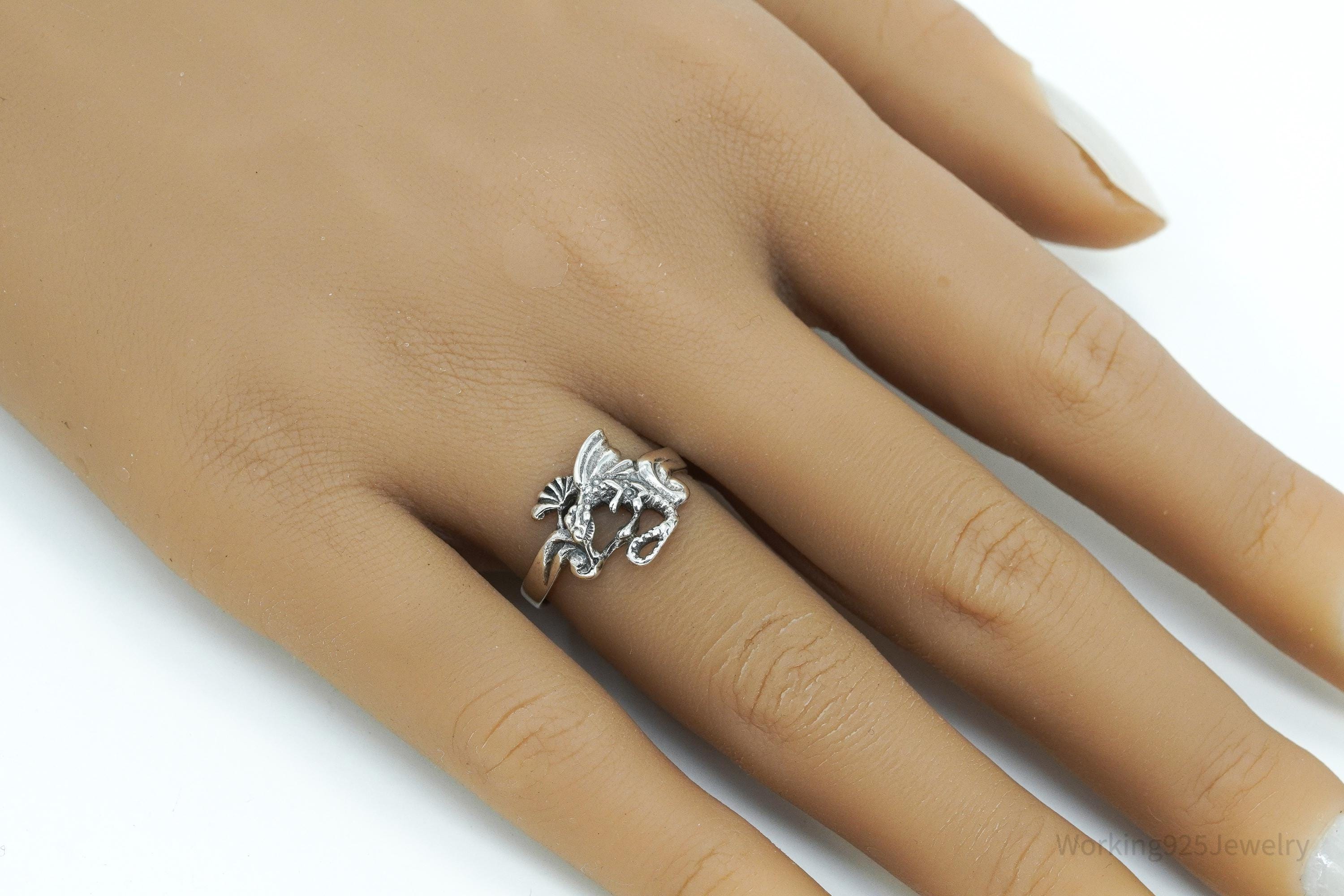 Vintage Dragon Sterling Silver Ring - Size 7
