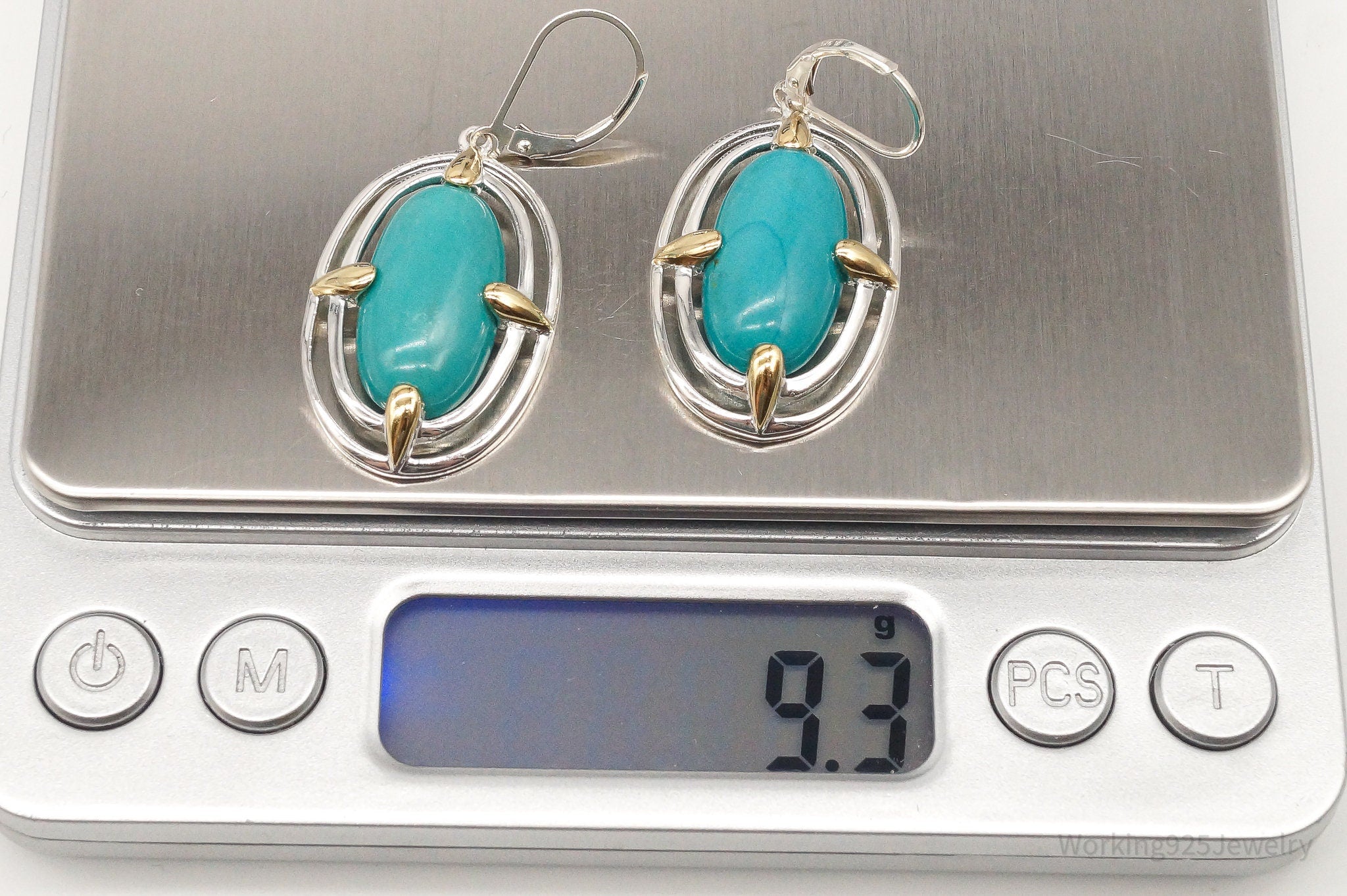 Vintage Thailand Turquoise Gold Vermeil Sterling Silver Earrings