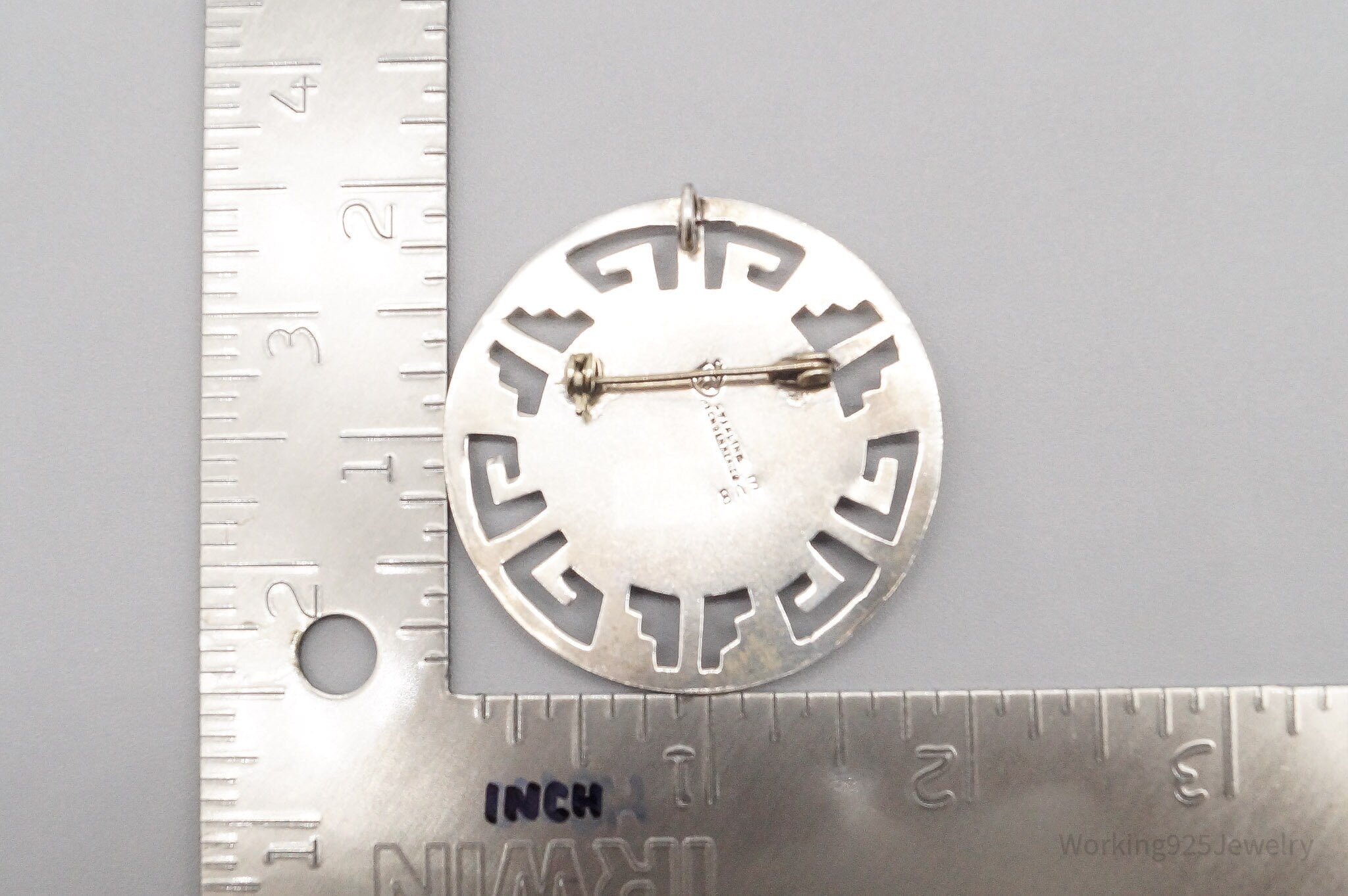 Vintage Large Mexico Mayan Calendar Sterling Silver Pin Brooch Pendant