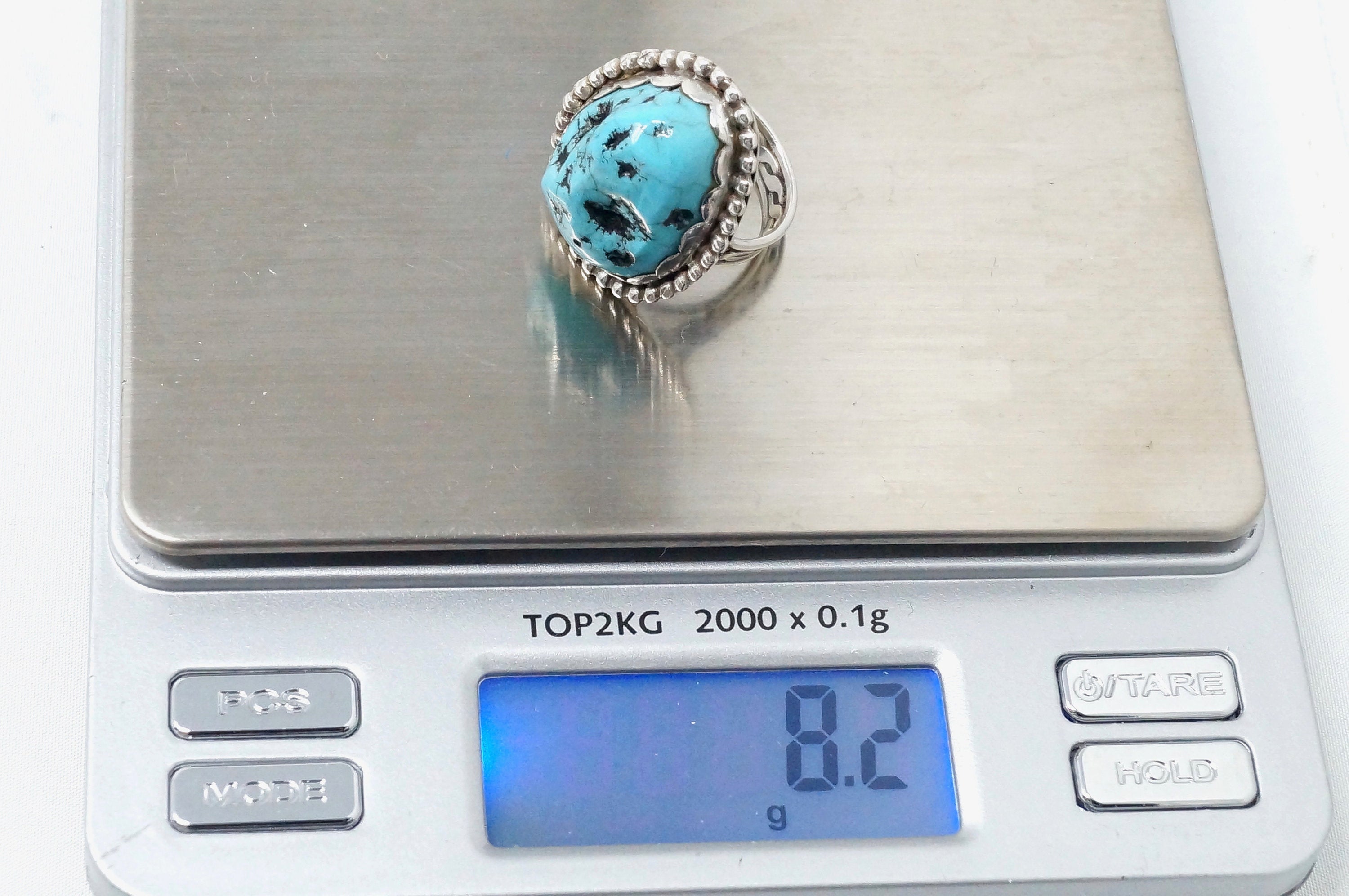 Vtg Native American Navajo Mary Morgan Turquoise Sterling Silver Ring Sz 5.25