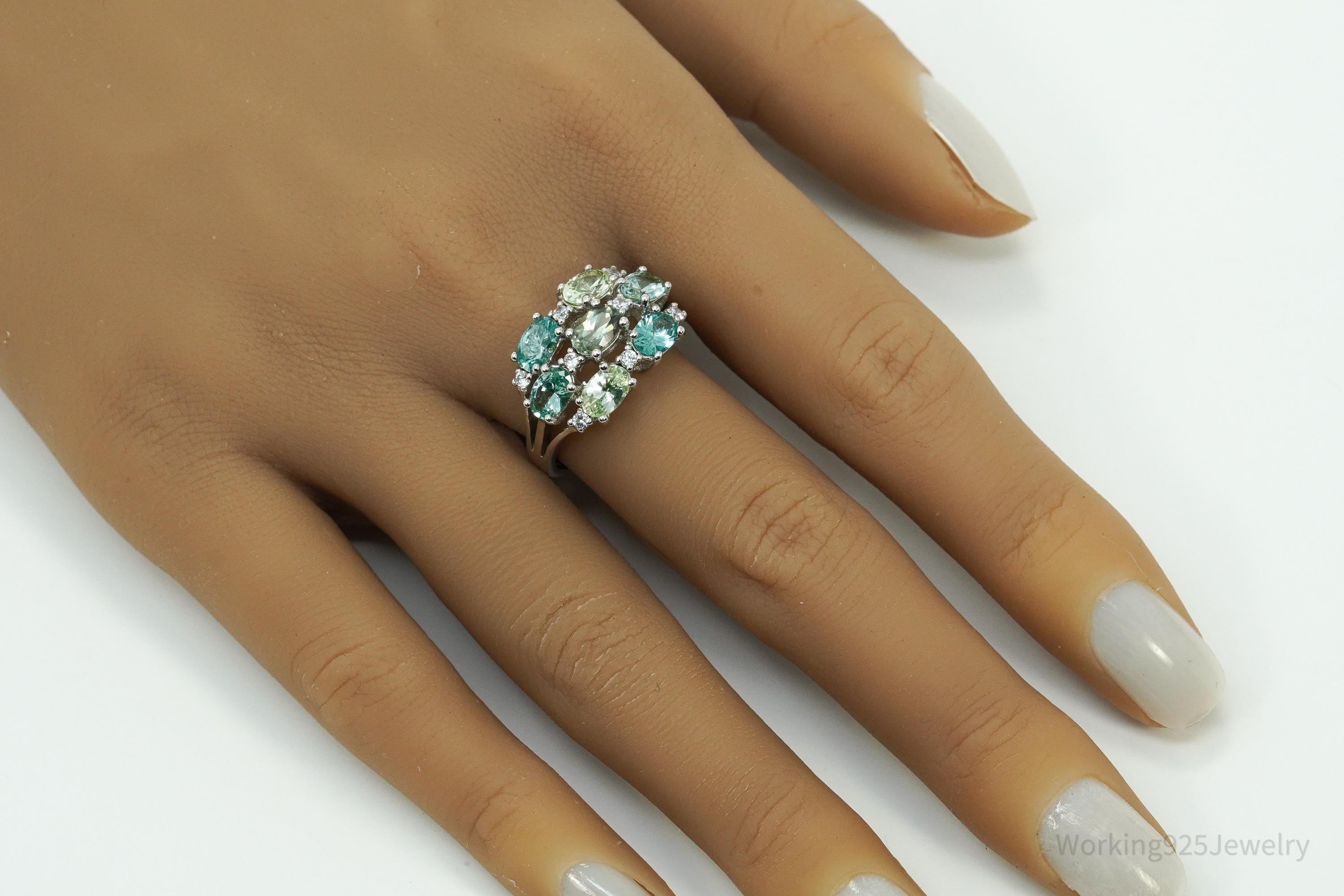 Vintage JOSEPH ESPOSITO ESPO Multi Gemstone Sterling Silver Ring - Size 9