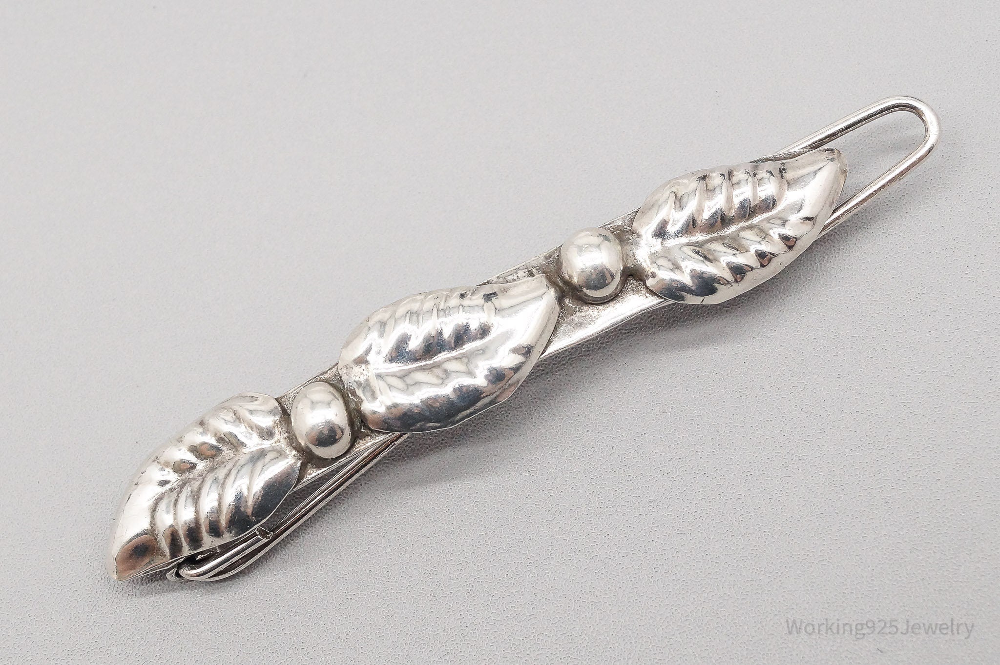 Vintage Mexico Modernist Sterling Silver Hair Barrette Clip Pin