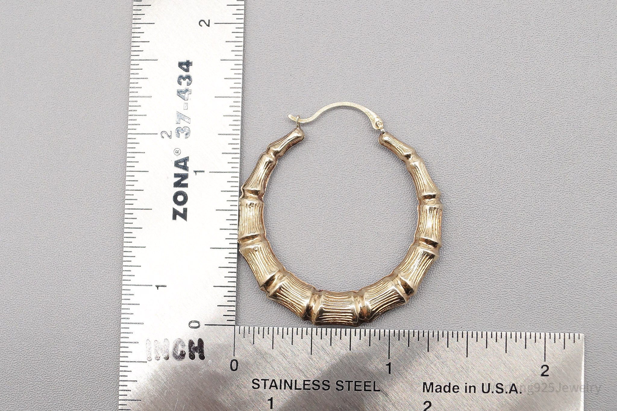 Vintage SLC 14K Yellow Gold Over Sterling Silver Hoop Earrings