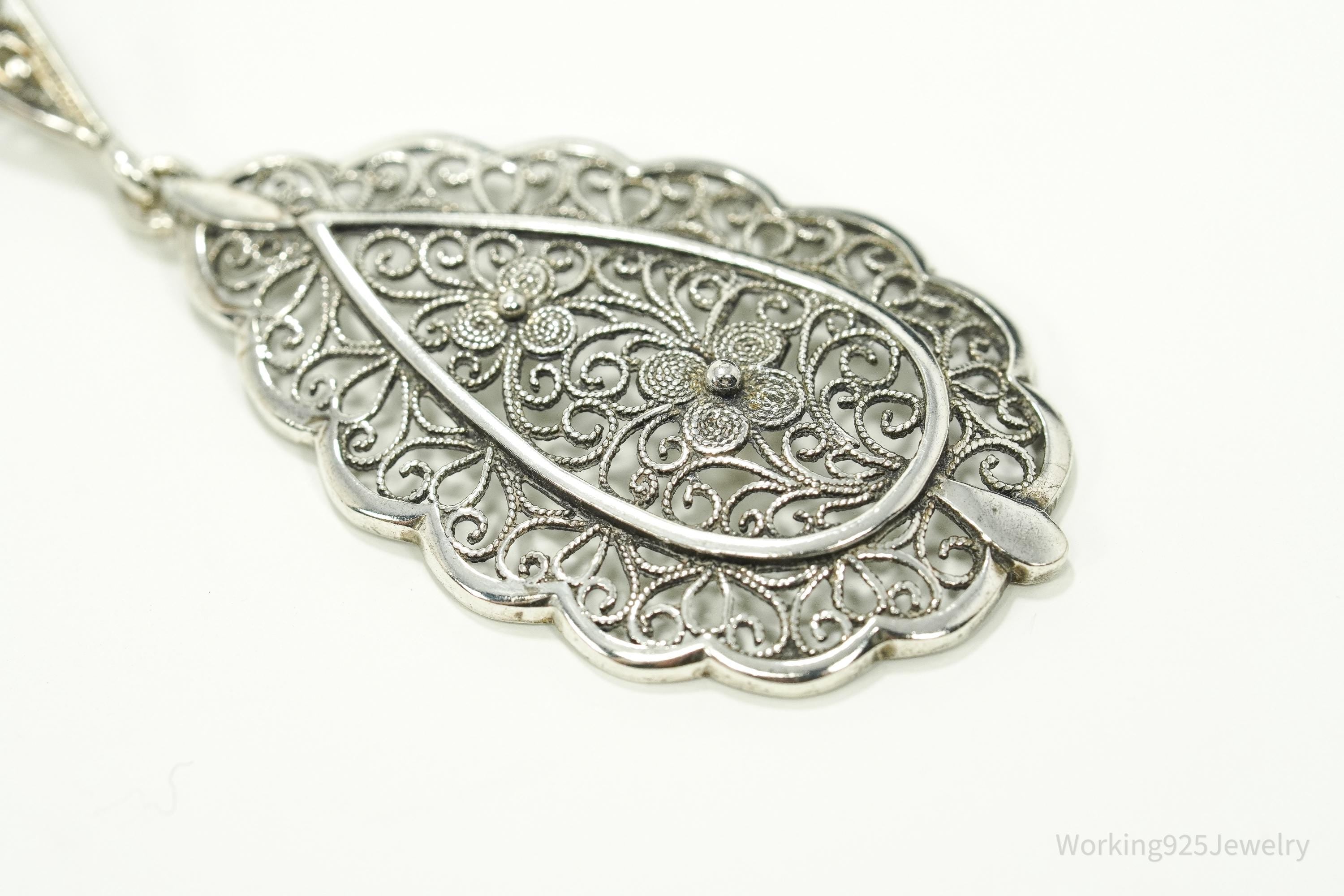 Vintage Scandinavian Ornate 835S Silver Pendant