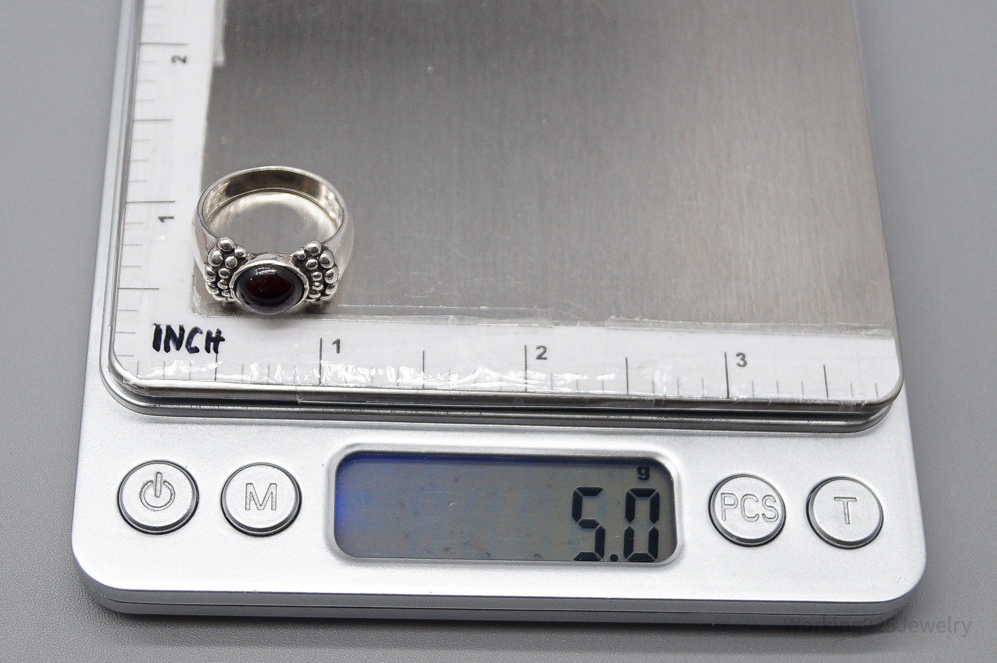 Vintage Rhodolite Garnet Sterling Silver Ring - Size 6.25