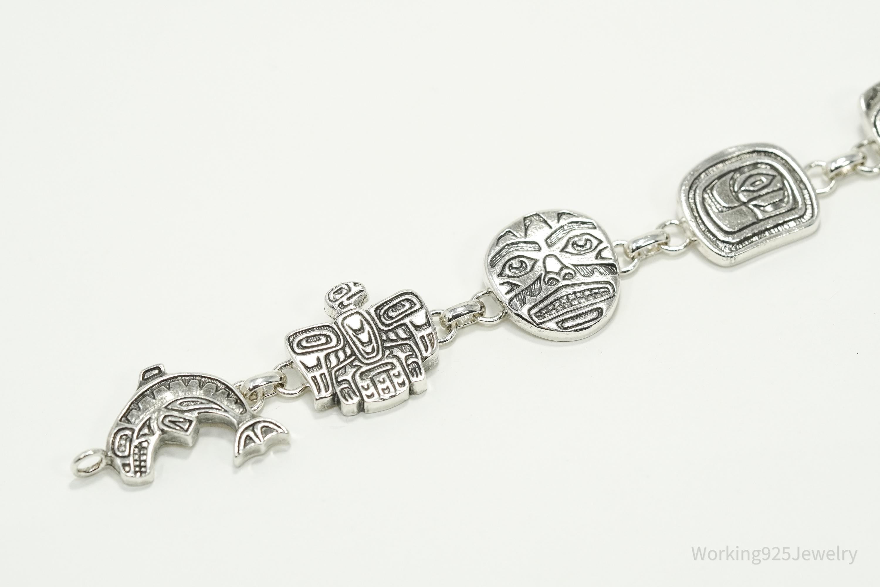 Rare Vintage 1994 Native American Carol Felley Sterling Silver Bracelet 7.25"