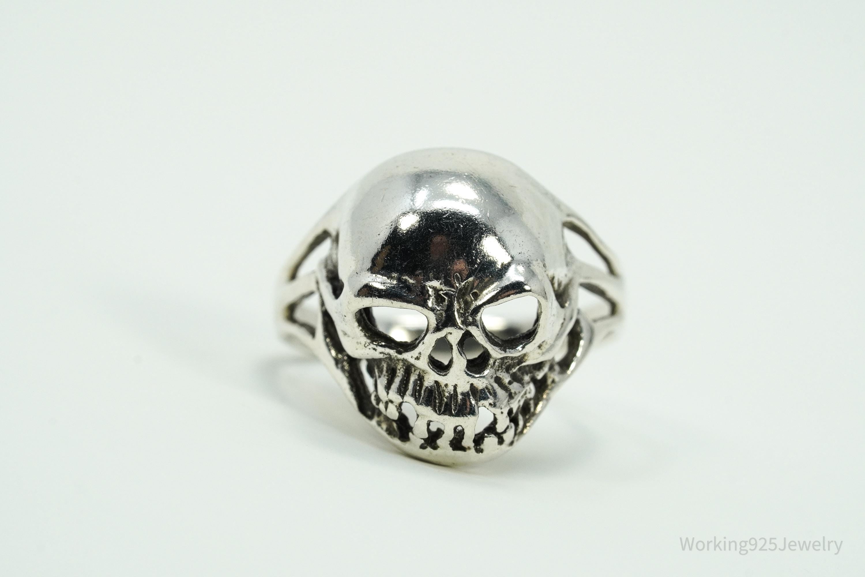 Vintage Skull Sterling Silver Ring - Size 6.75