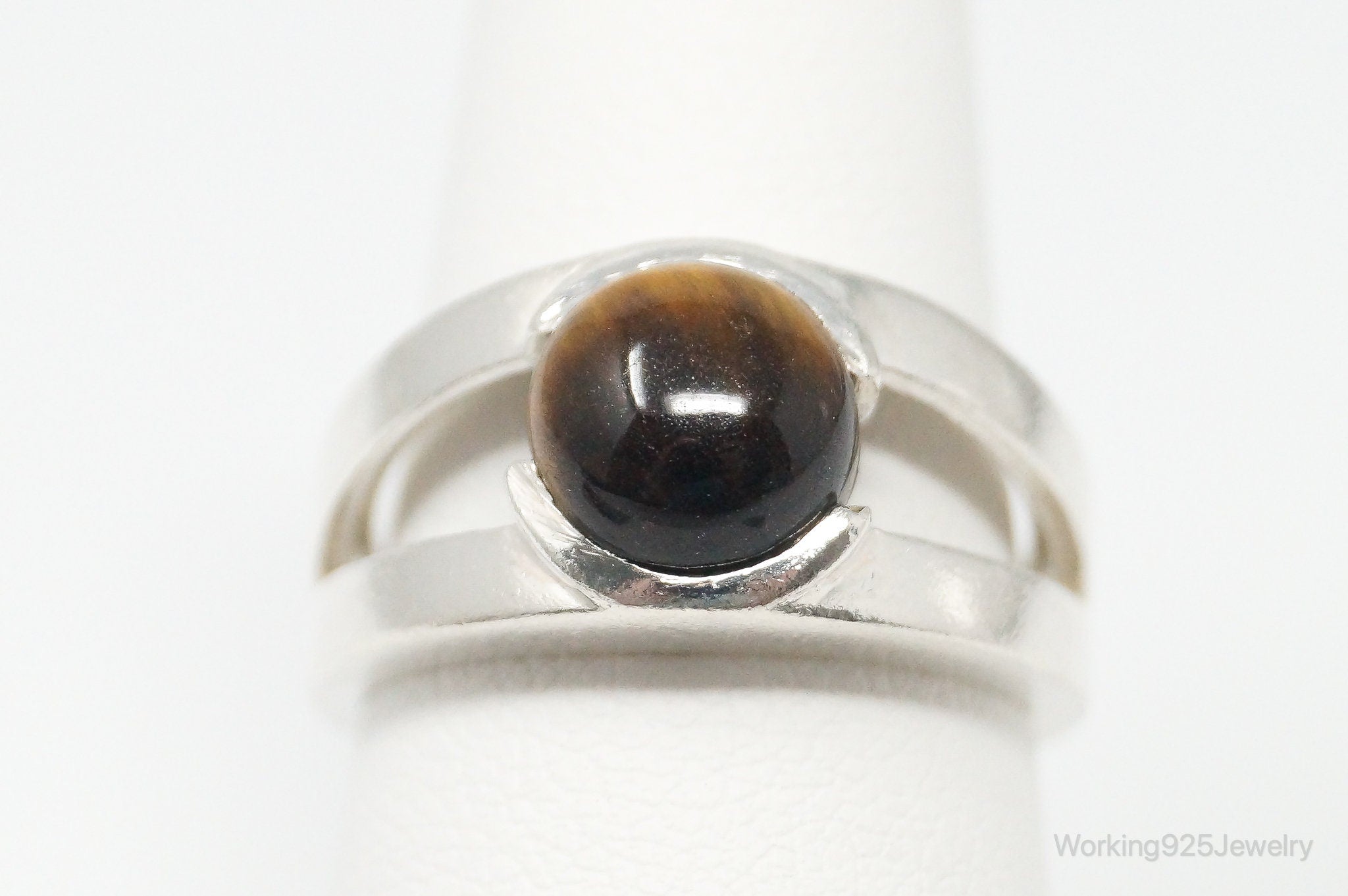 Vintage Tigers Eye Sterling Silver Ring - Size 6.75