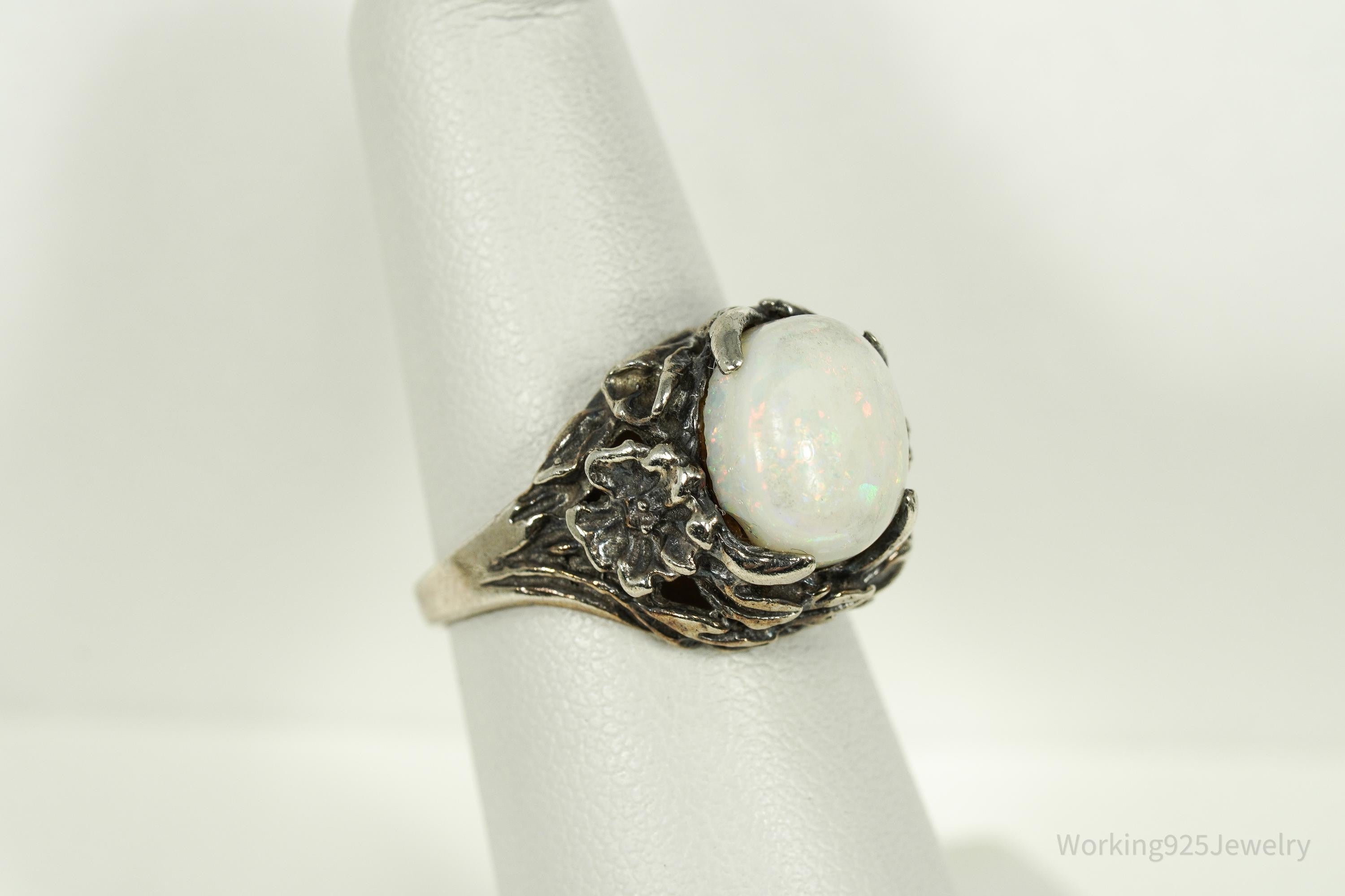 Vintage Opal Sterling Silver Ring - Size 6.25