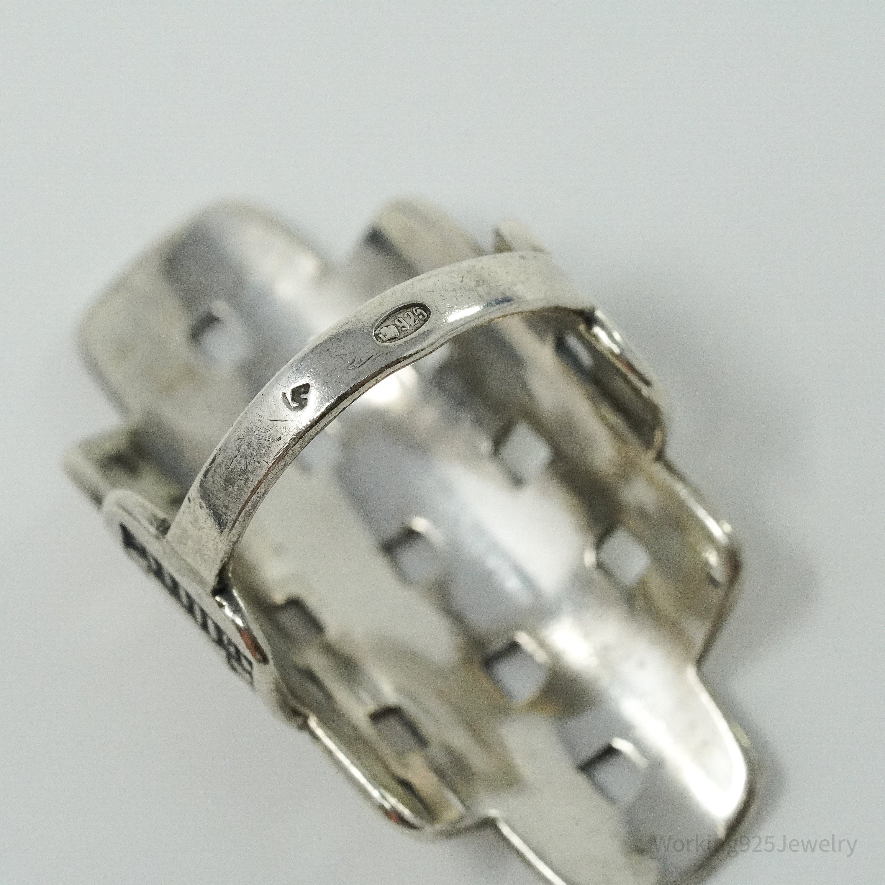 Vintage Viking Style Braided Cross Sterling Silver Ring - Size 7.25