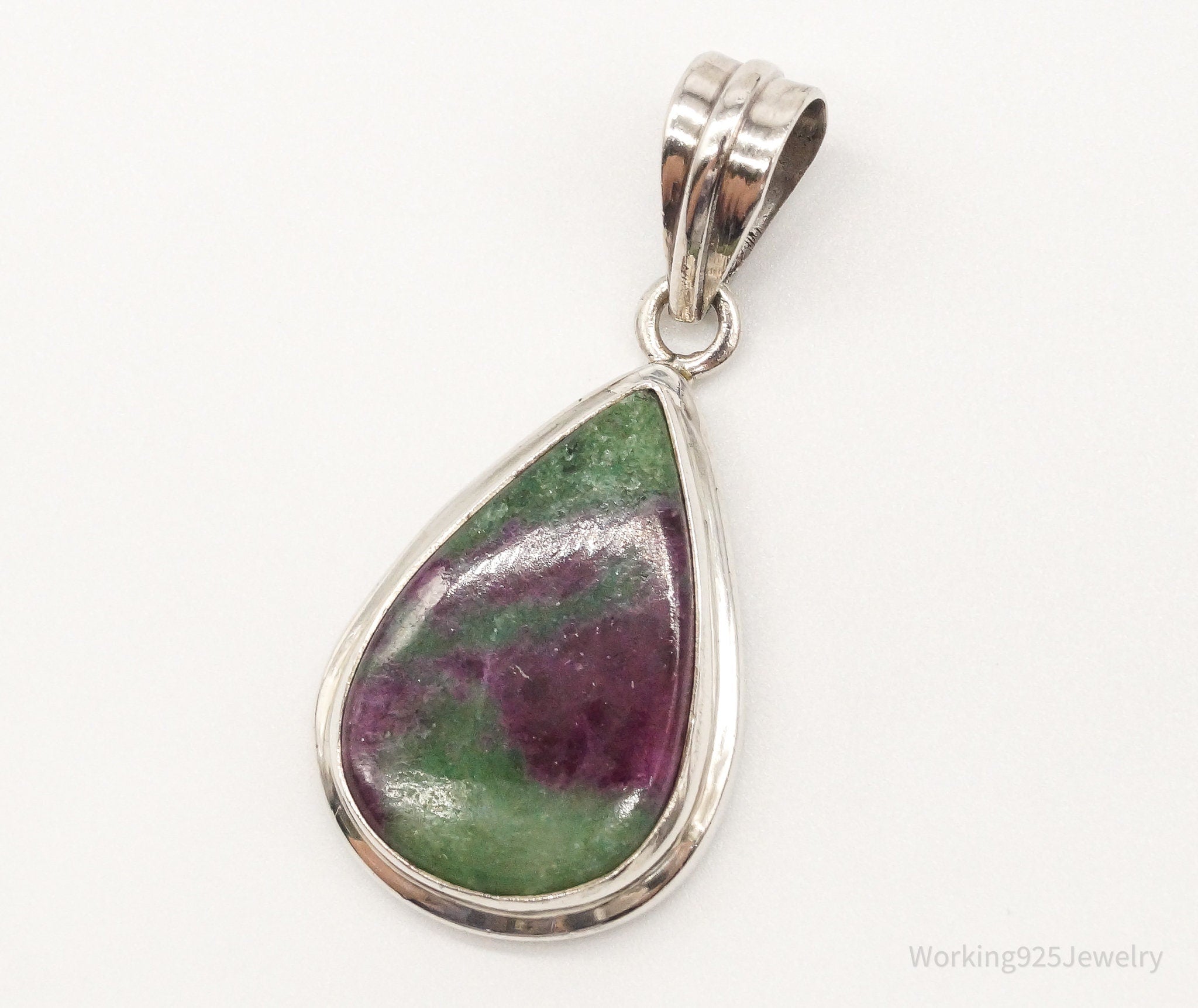 Vintage Large Anyolite Ruby-Zoisite Sterling Silver Pendant