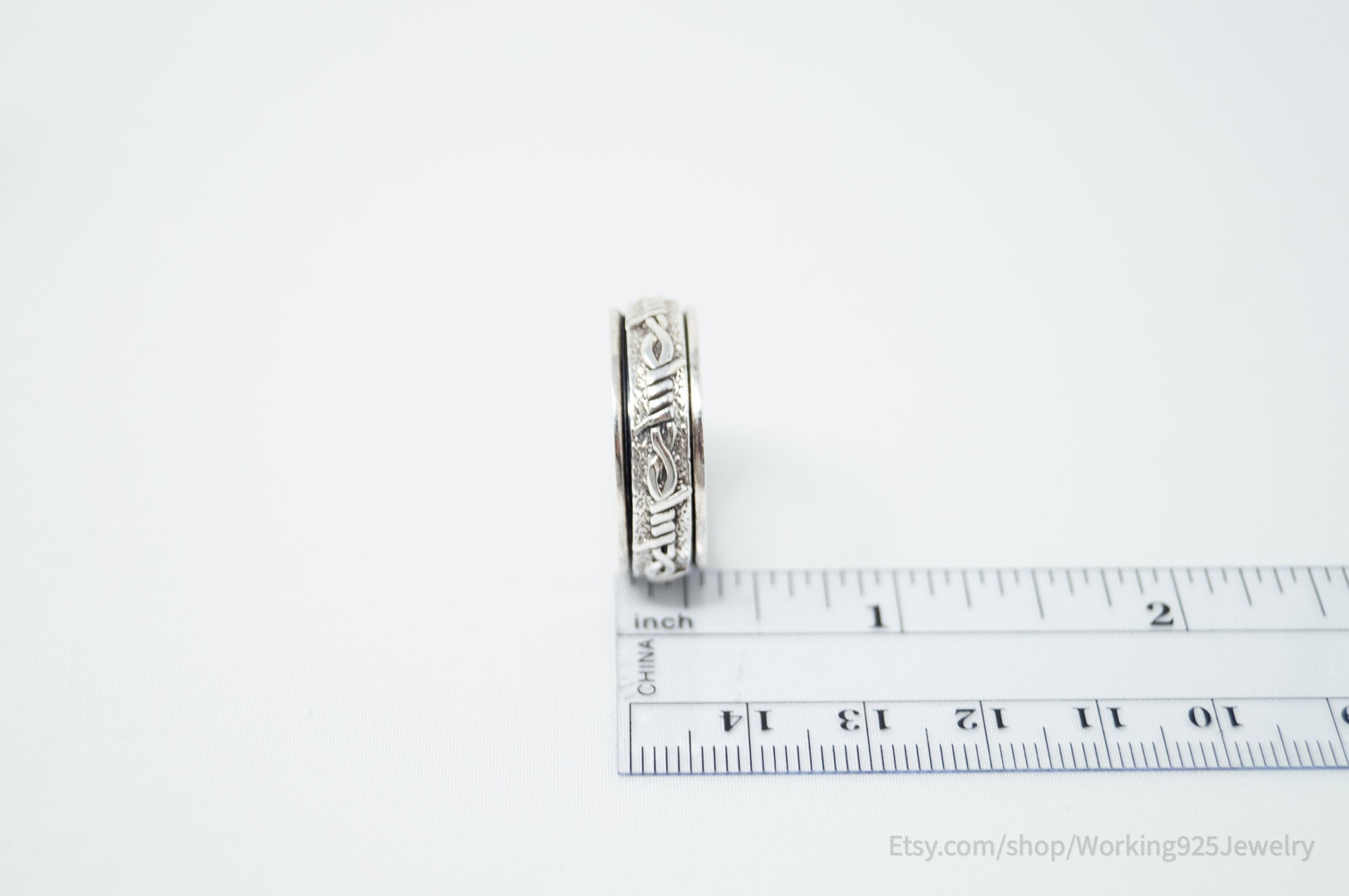Vintage Barbed Wire Wrap Designer Sterling Silver Spinner Band Ring Sz 11.5