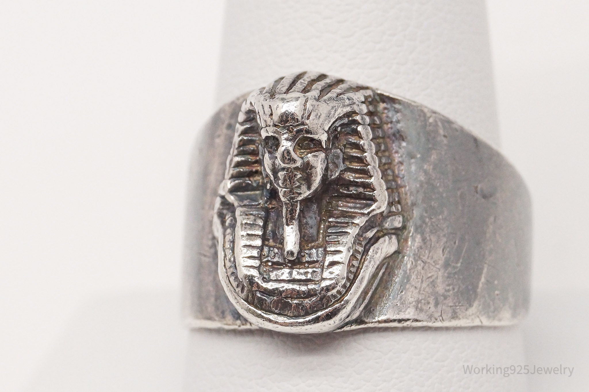 Vintage Egyptian Pharaoh Sterling Silver Ring - Size 9.75