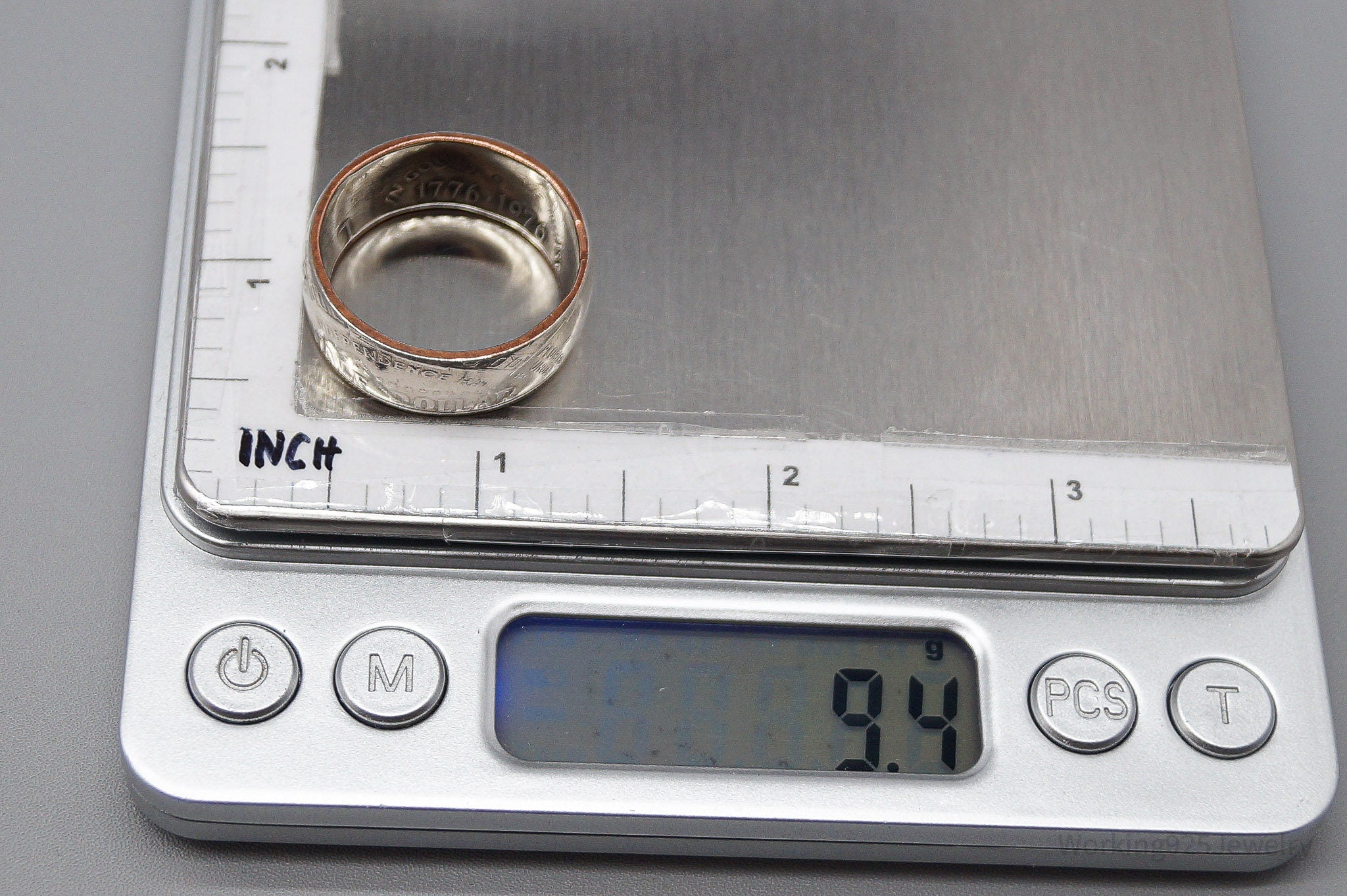 Vintage 1776 To 1976 Bicentennial Half Dollar Silver Ring - Size 11.25