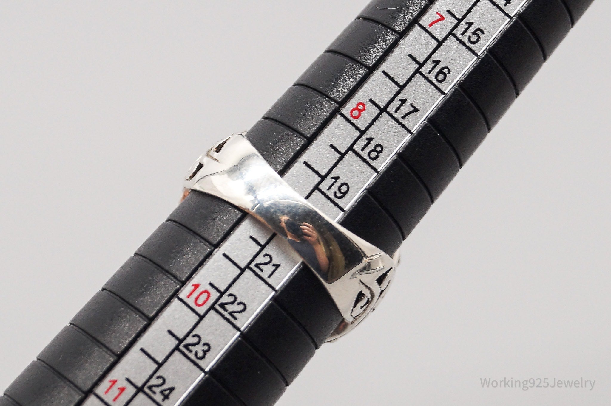 Vintage Faux White Striped Stone Sterling Silver Ring - Size 9