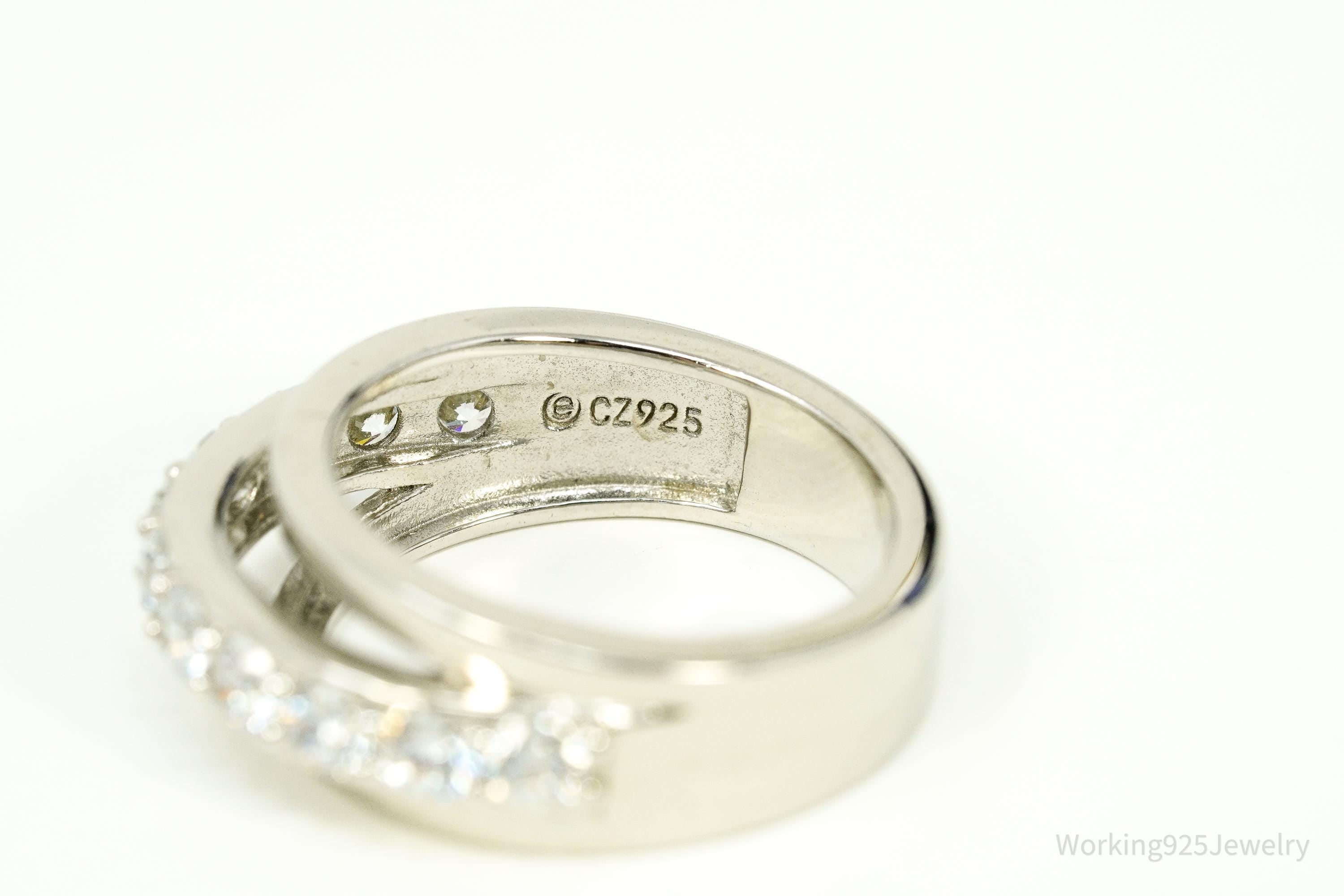 Vintage Cubic Zirconia Sterling Silver Band Ring - Size 6.25