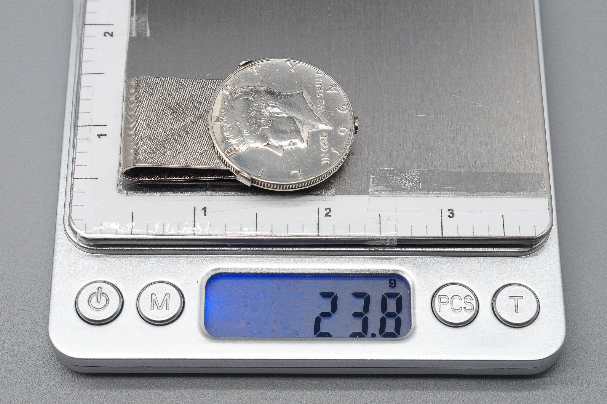 Vintage 1964 Silver Kennedy Half Dollar Coin Silver Money Clip