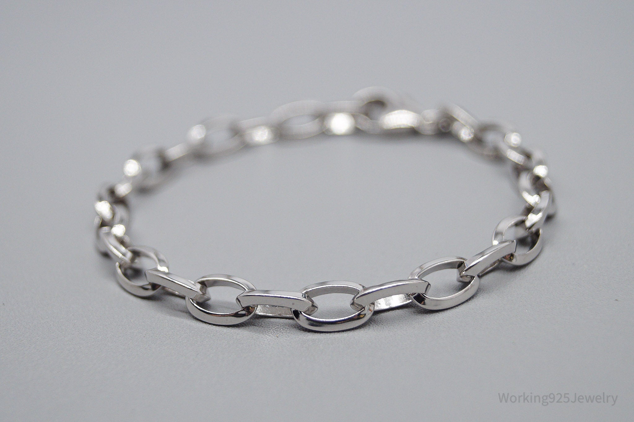 Vintage Chain Link Sterling Silver Bracelet - 7.5"