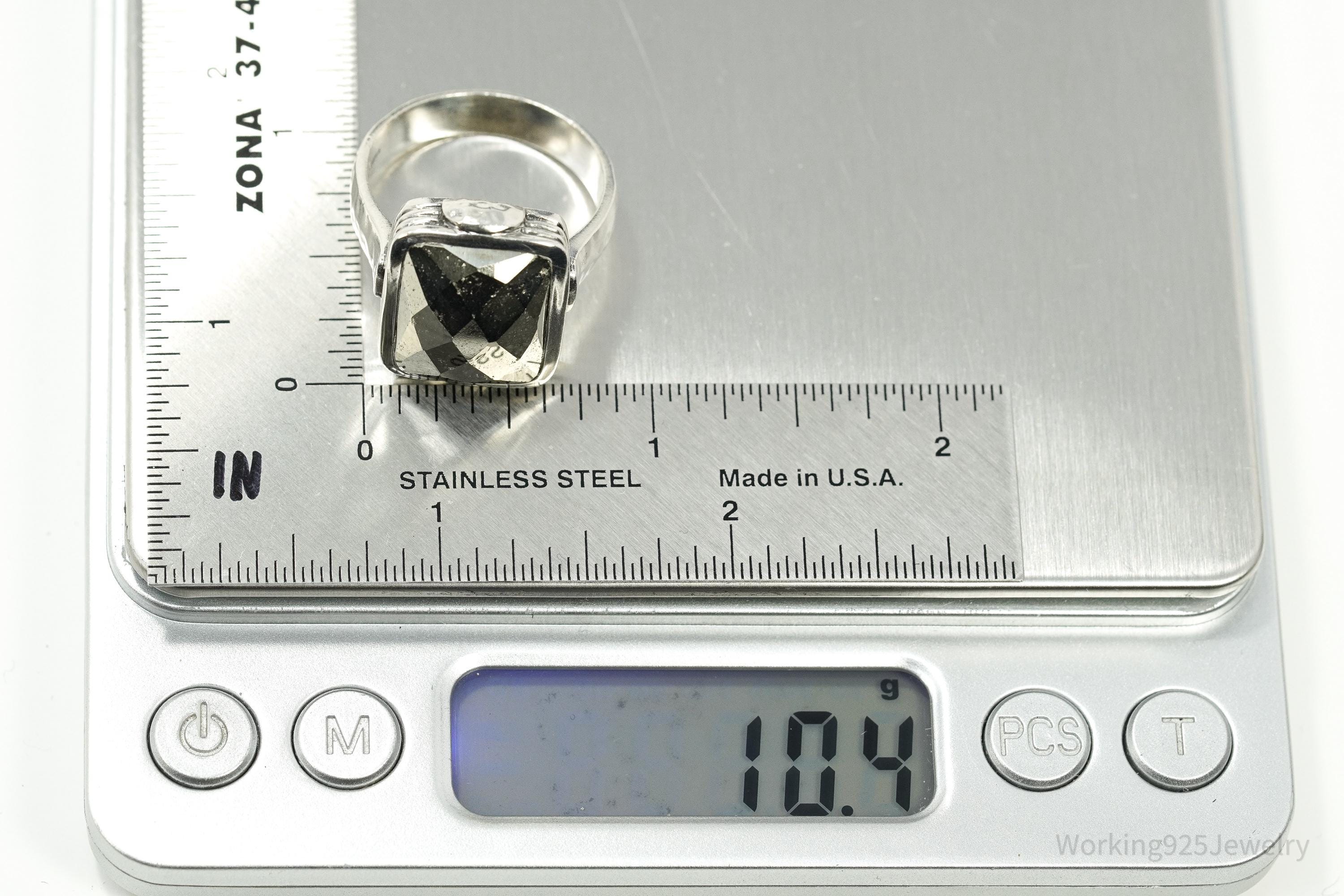 Vintage Designer Silpada Retired Pyrite Sterling Silver Ring - Size 11