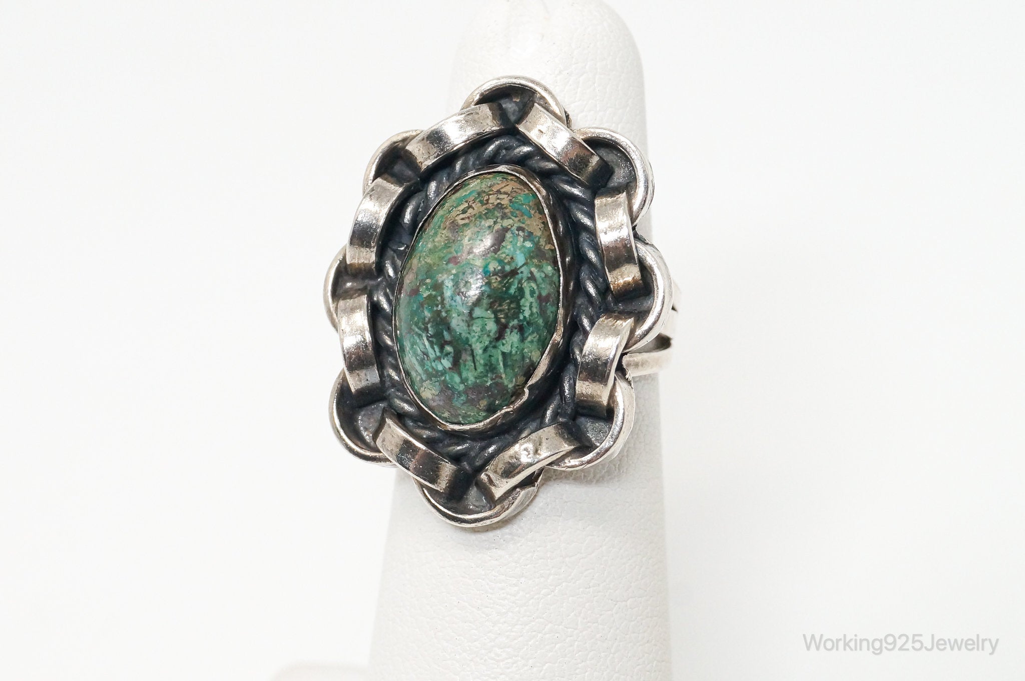 Vintage Mexico Turquoise Southwestern Sterling Silver Ring - Sz 4.75