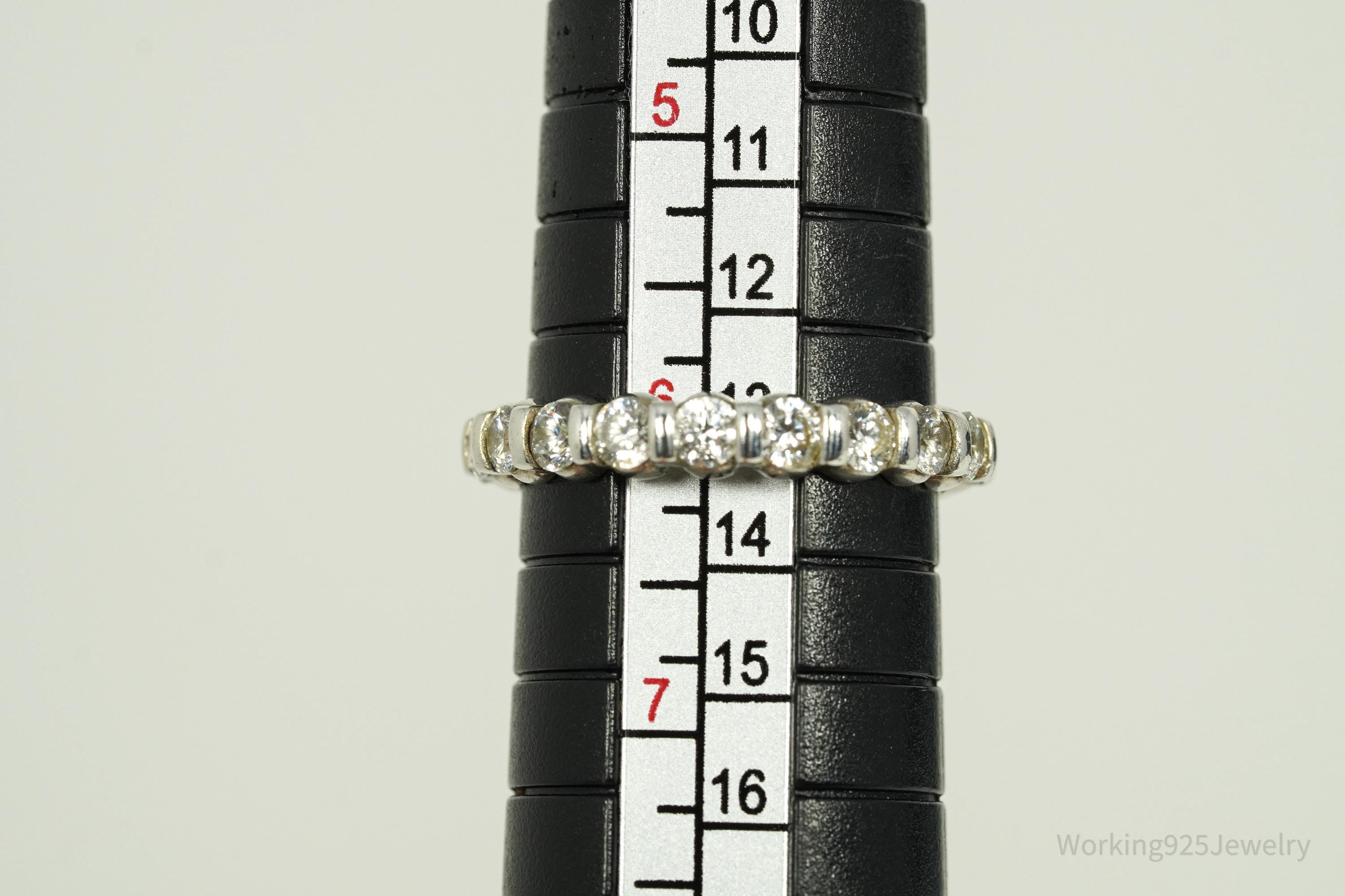 Vintage Diamonique Cubic Zirconia Sterling Silver Ring - Size 6