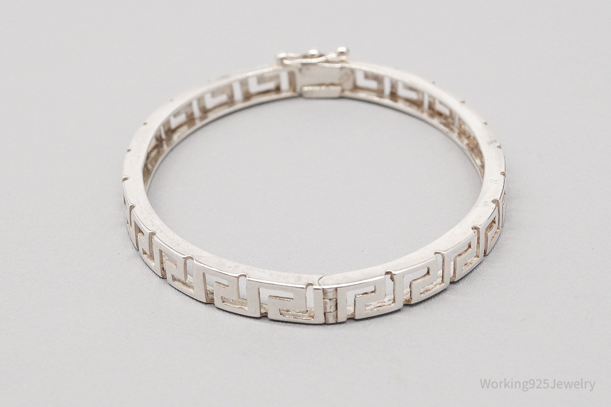 Vintage Greek Key Design Sterling Silver Bracelet