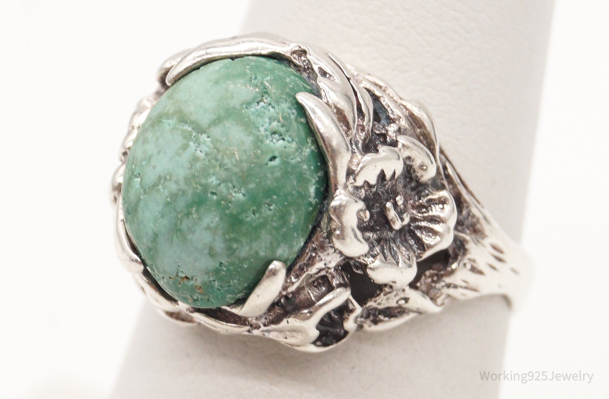 Vintage Turquoise Southwestern Sterling Silver Ring - Size 6.5