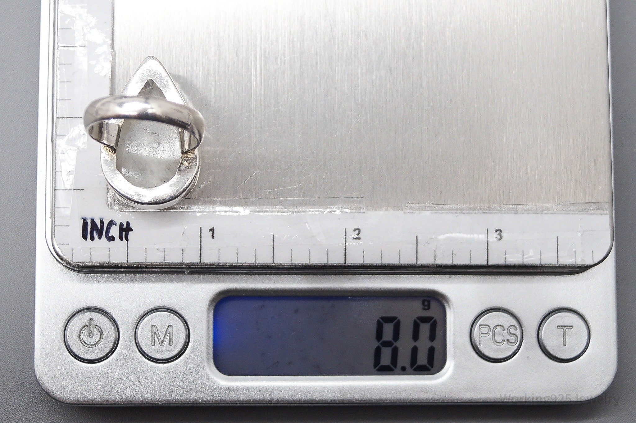 Vintage Large Moonstone Sterling Silver Ring - Size 7